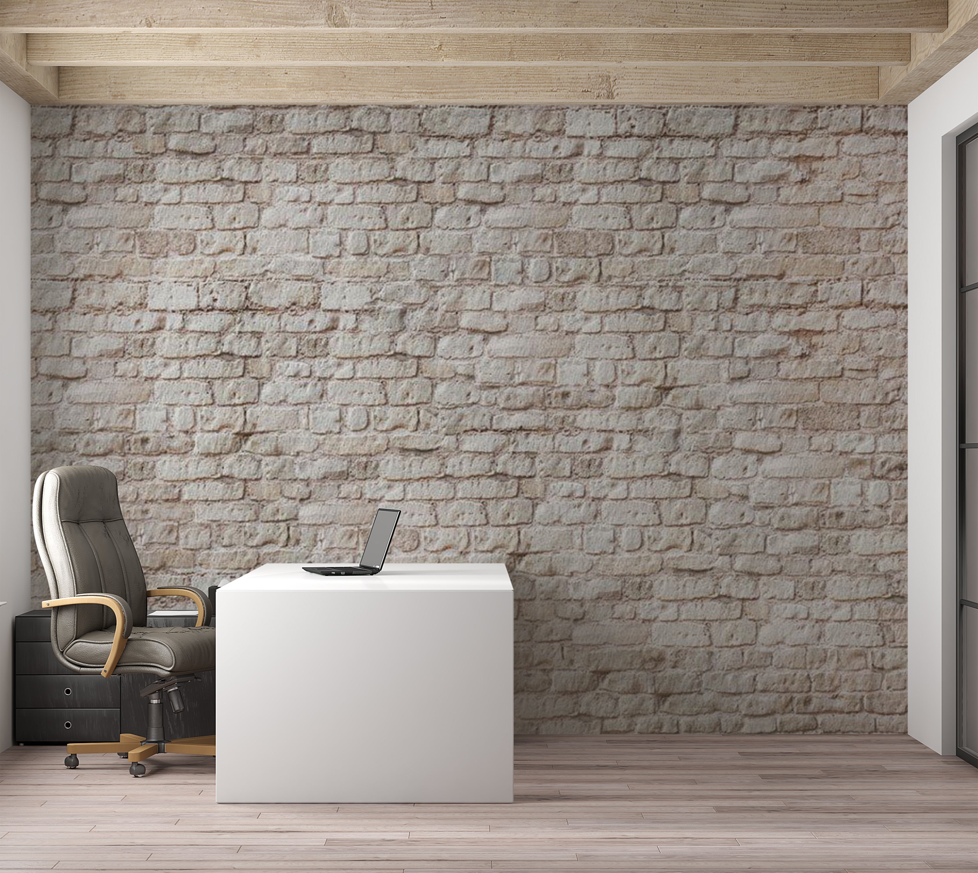 Surface Texture Wallpaper Wall Mural - Beige Aesthetic Brick Wall 39"Wx27"H / Standard