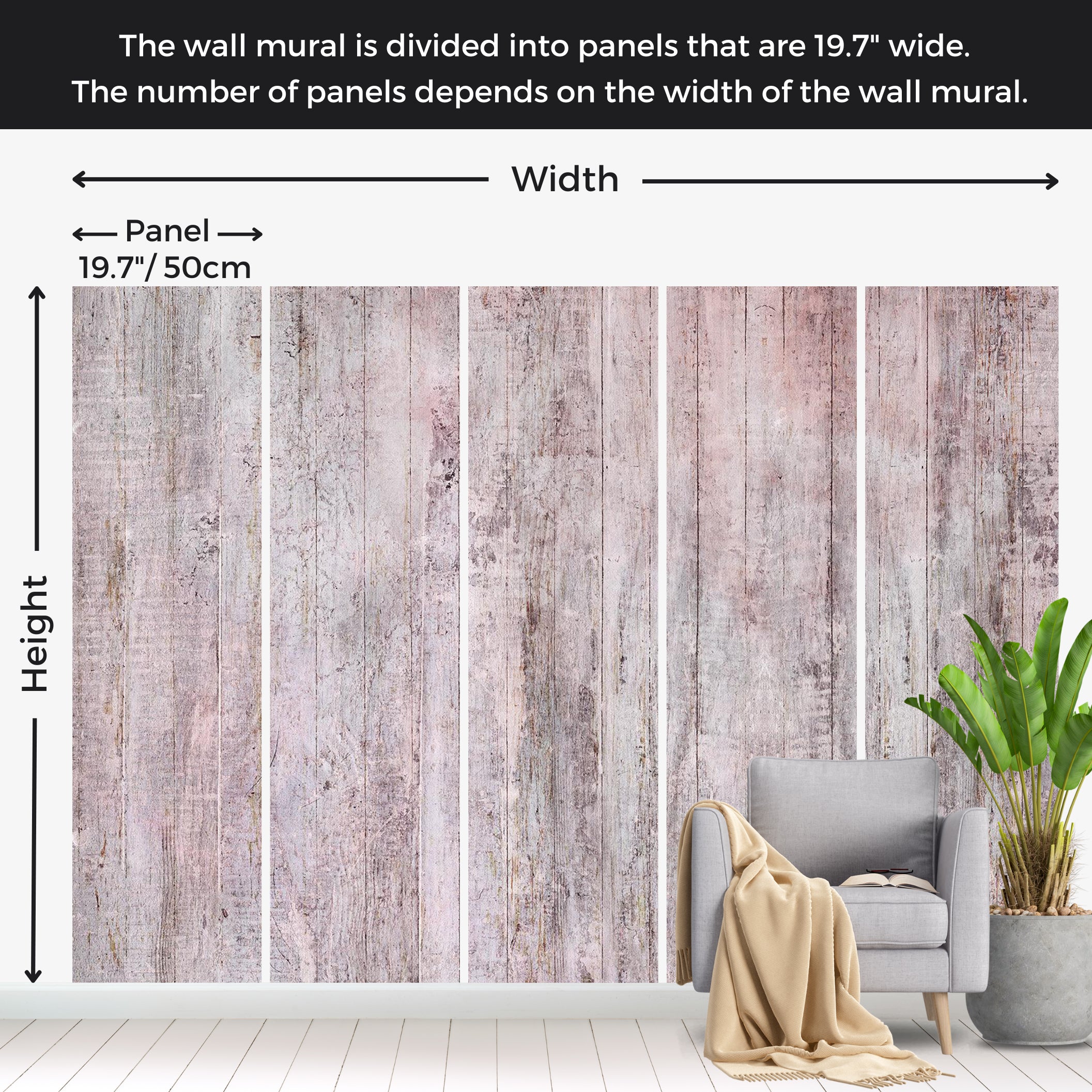 Surface Texture Wallpaper Wall Mural - Beige Boho Rustic Wood 39"Wx27"H / Standard