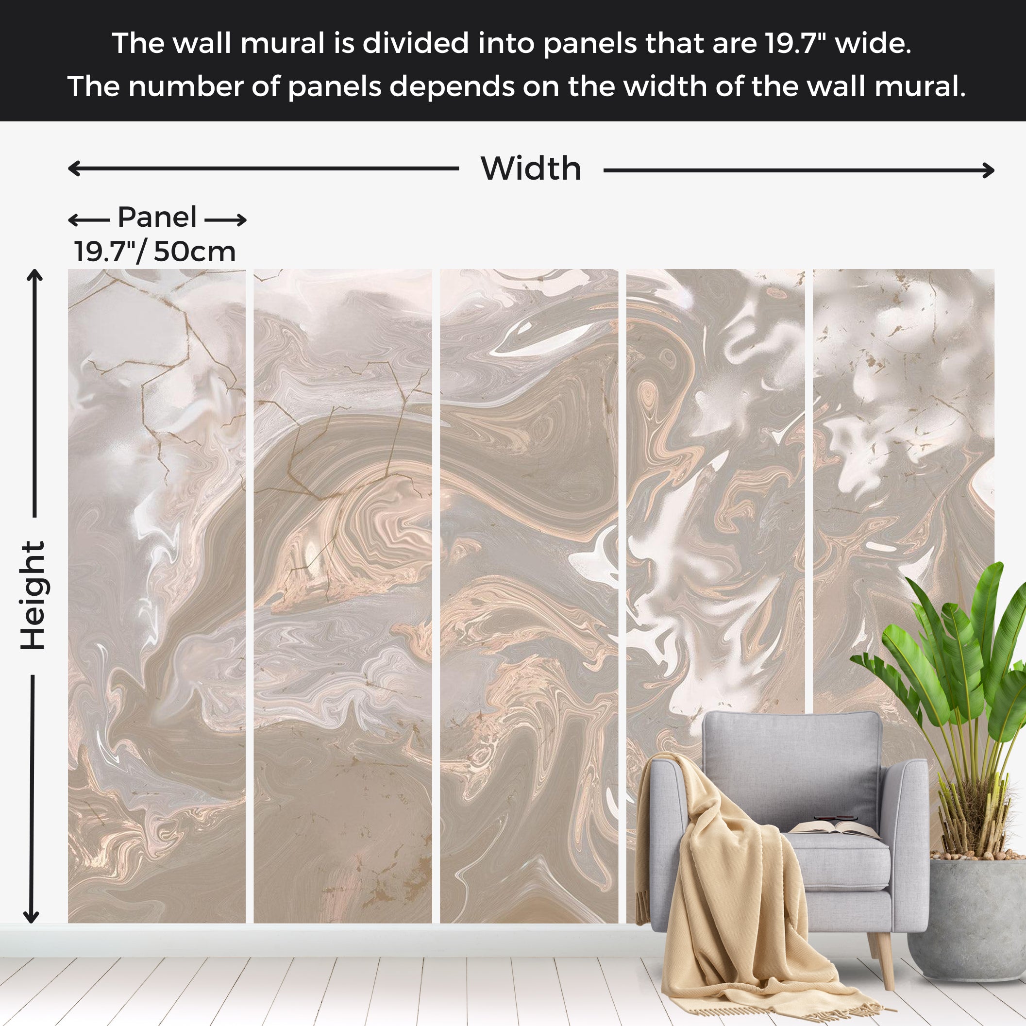 Surface Texture Wallpaper Wall Mural - Beige White Paint Mix 39"Wx27"H / Standard