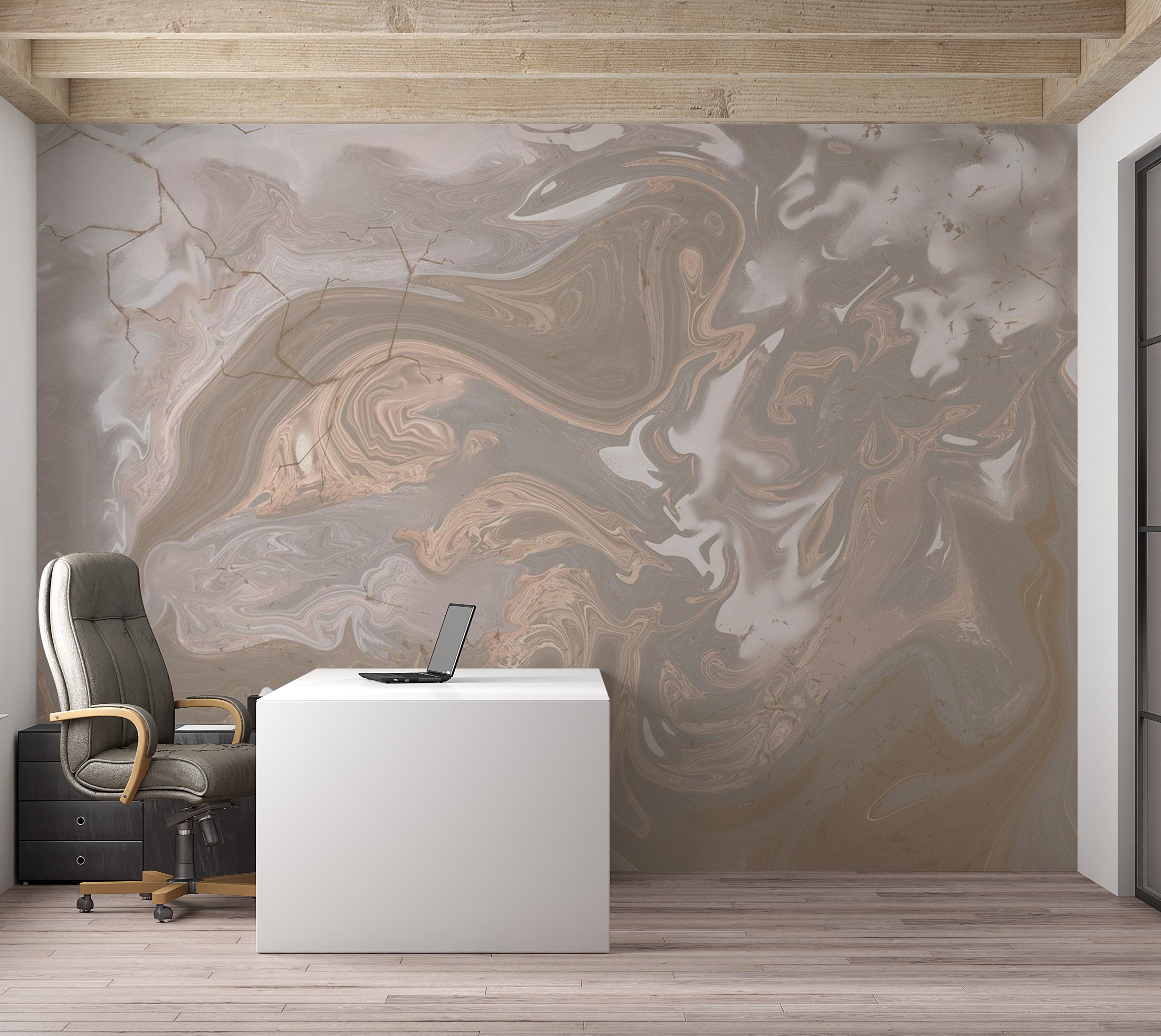 Surface Texture Wallpaper Wall Mural - Beige White Paint Mix 39"Wx27"H / Standard