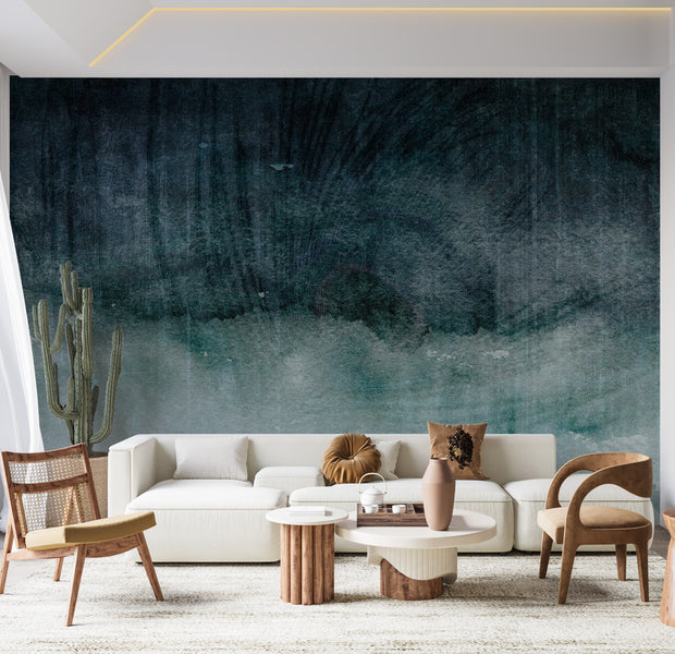 Surface Texture Wallpaper Wall Mural - Blue Concrete Expression 39"Wx27"H / Standard