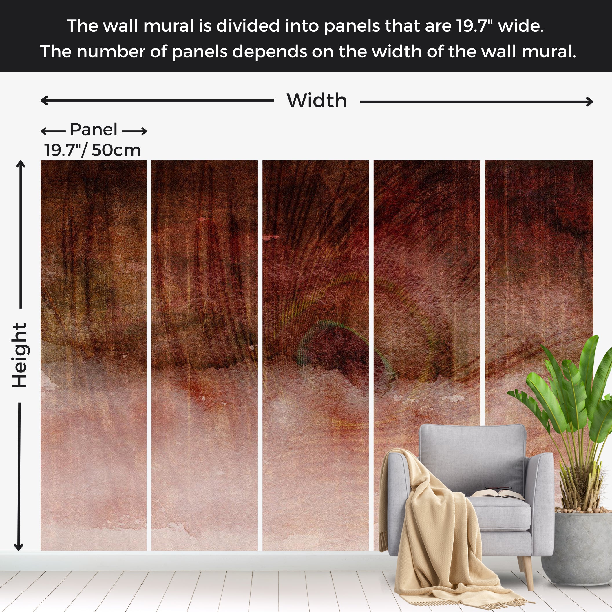 Surface Texture Wallpaper Wall Mural - Brown Concrete Expression 39"Wx27"H / Standard