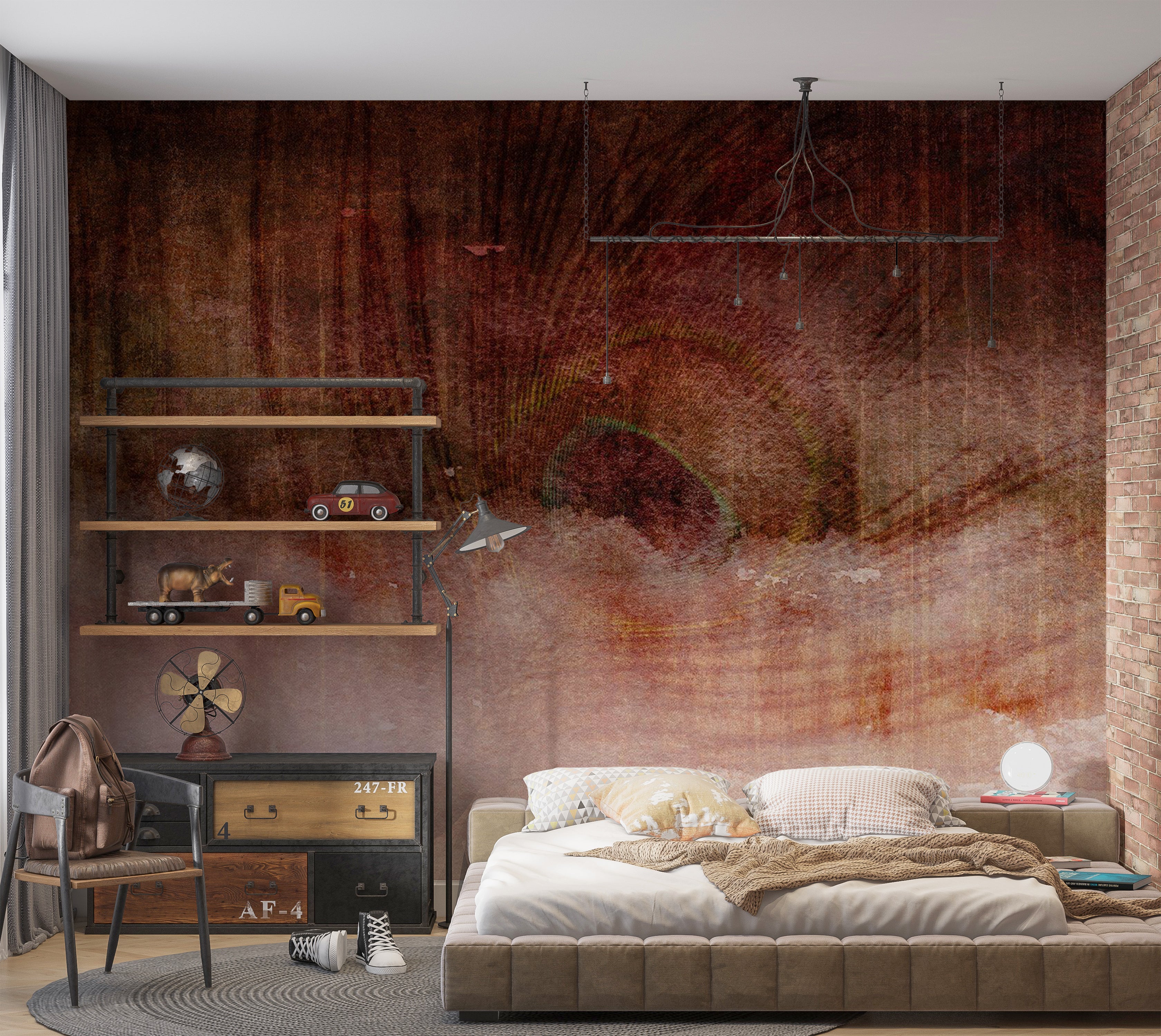 Surface Texture Wallpaper Wall Mural - Brown Concrete Expression 39"Wx27"H / Standard