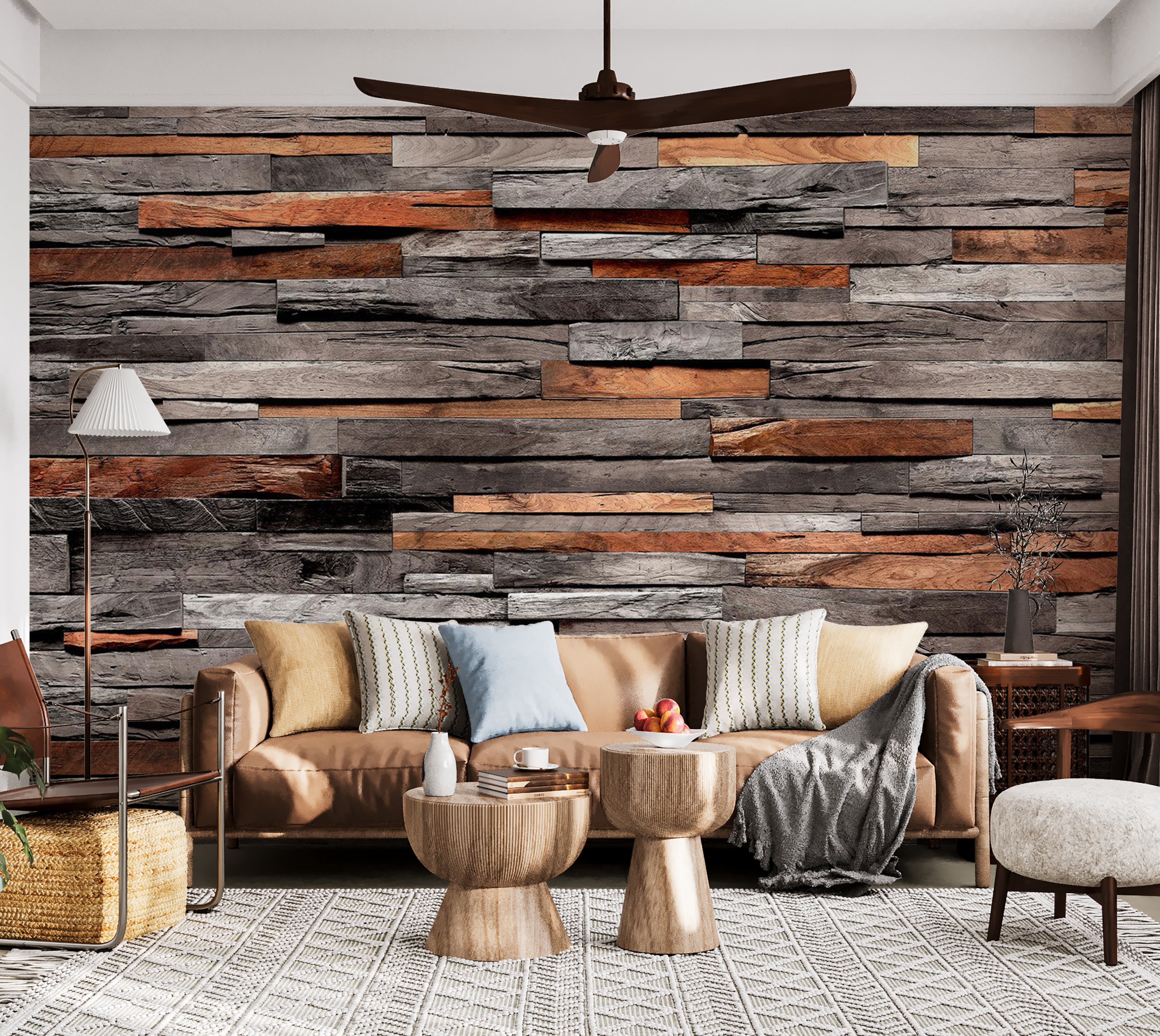 Surface Texture Wallpaper Wall Mural - Cedar Wood Combo 39"Wx27"H / Standard