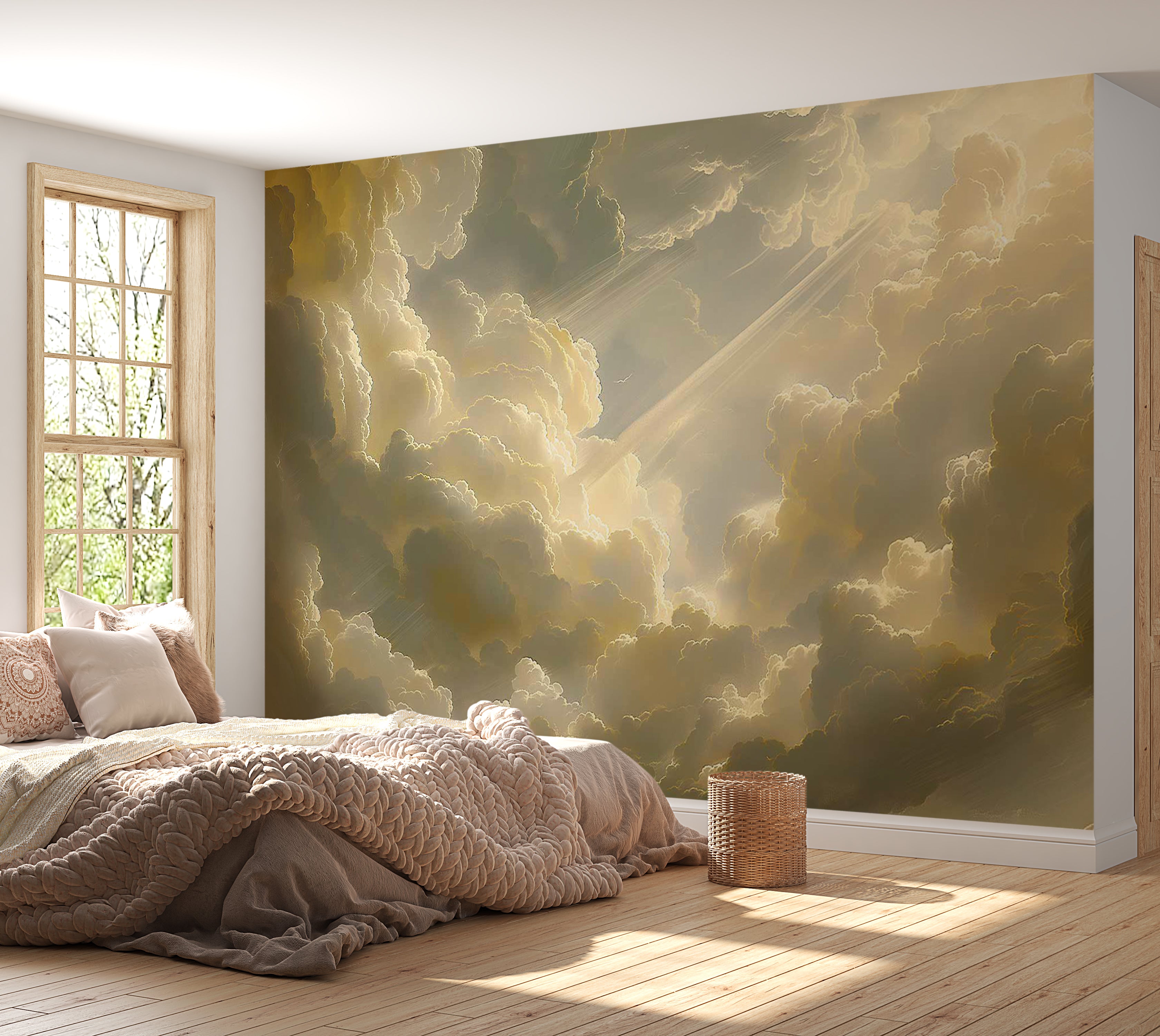 Surface Texture Wallpaper Wall Mural - Cloudy Morning Sunshine 39"Wx27"H / Standard