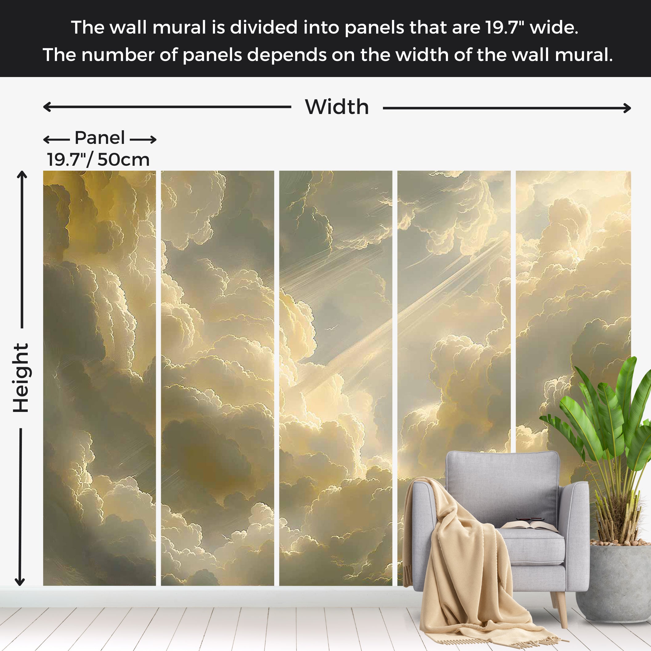 Surface Texture Wallpaper Wall Mural - Cloudy Morning Sunshine 39"Wx27"H / Standard