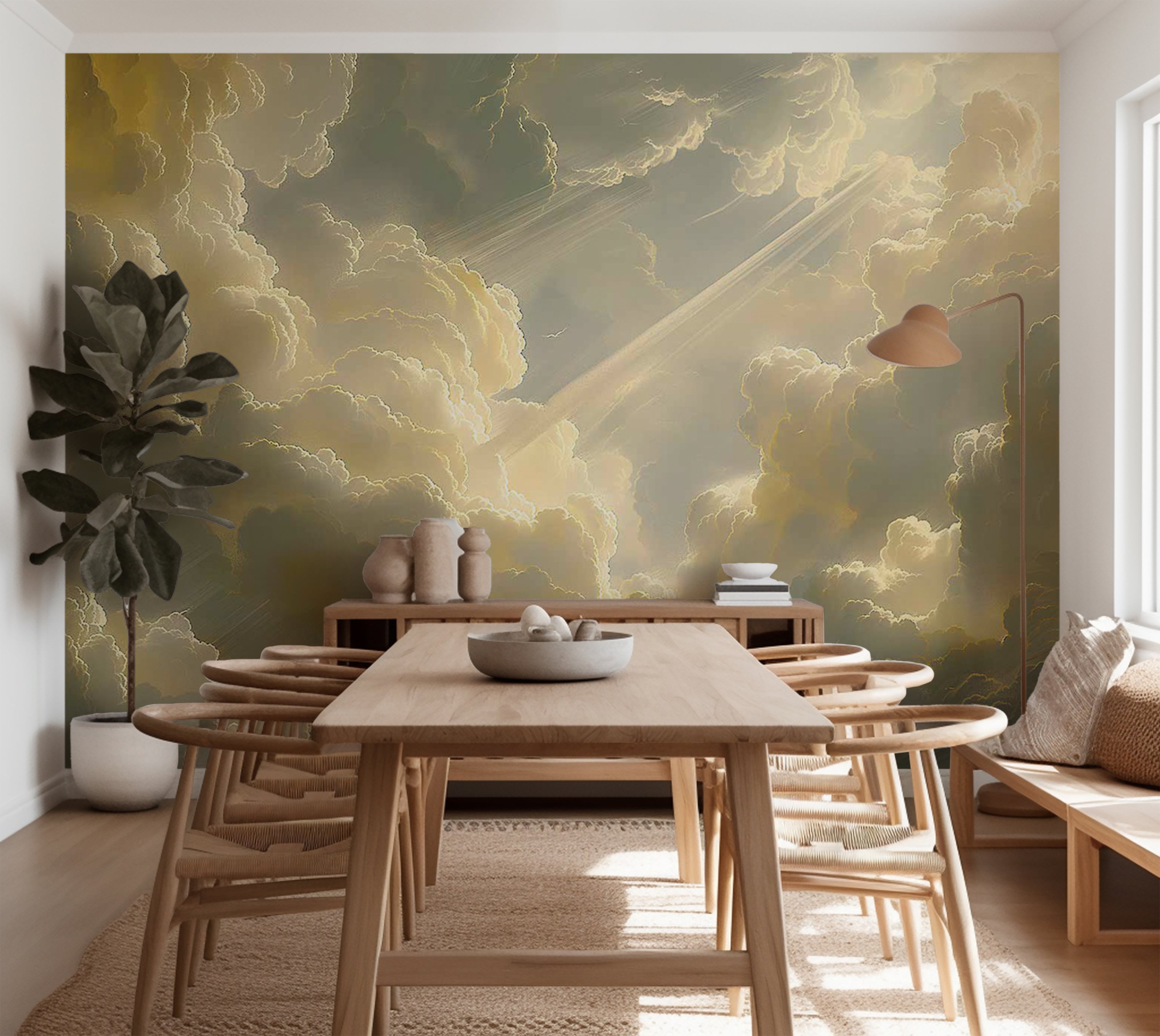 Surface Texture Wallpaper Wall Mural - Cloudy Morning Sunshine 39"Wx27"H / Standard