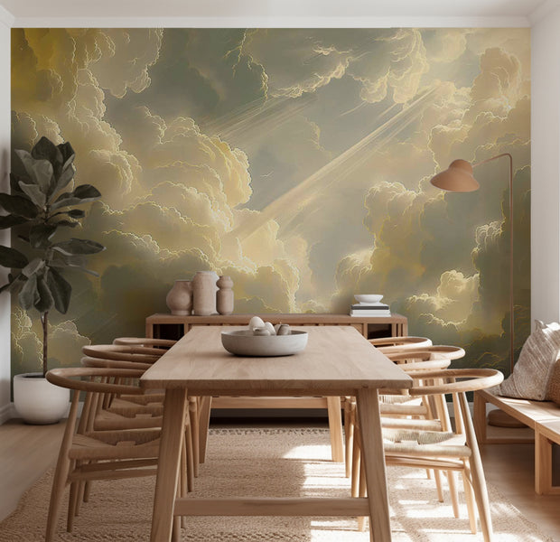 Surface Texture Wallpaper Wall Mural - Cloudy Morning Sunshine 39"Wx27"H / Standard