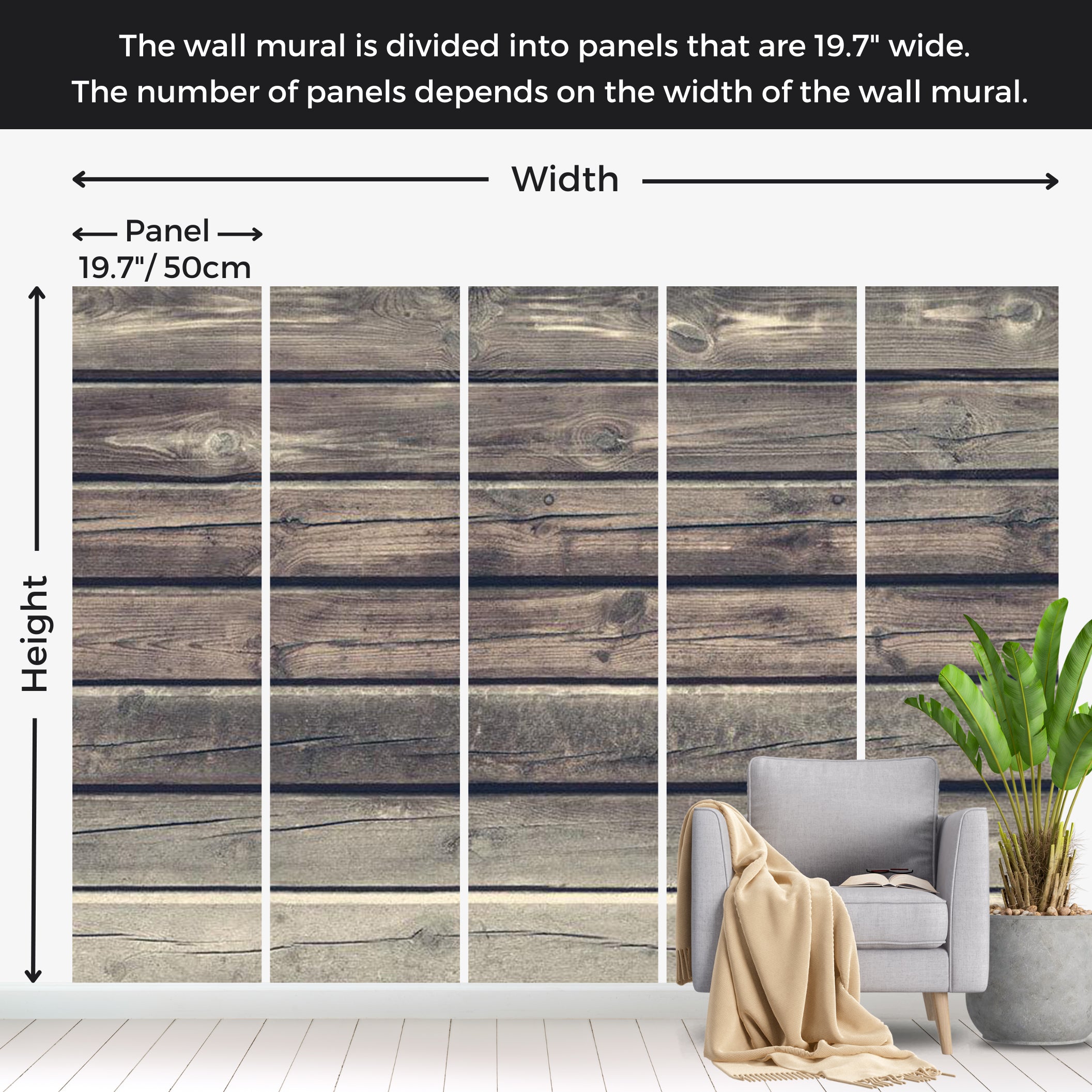 Surface Texture Wallpaper Wall Mural - Country Style Wood 39"Wx27"H / Standard