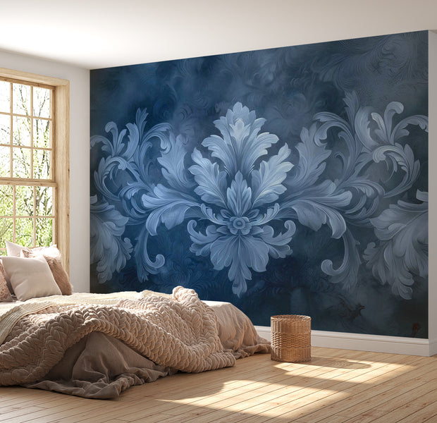 Surface Texture Wallpaper Wall Mural - Dark Blue Decoration 39"Wx27"H / Standard