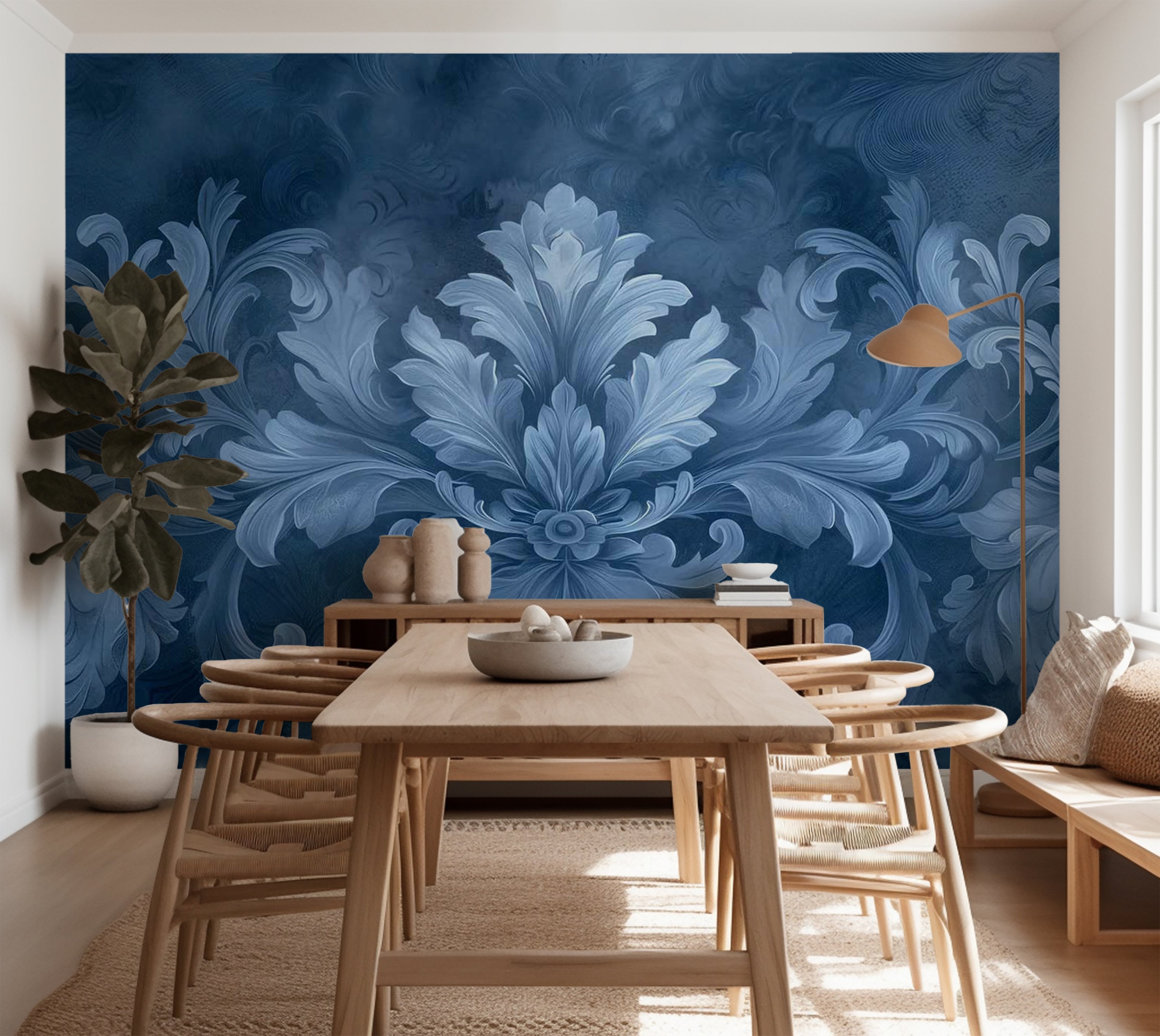 Surface Texture Wallpaper Wall Mural - Dark Blue Decoration 39"Wx27"H / Standard