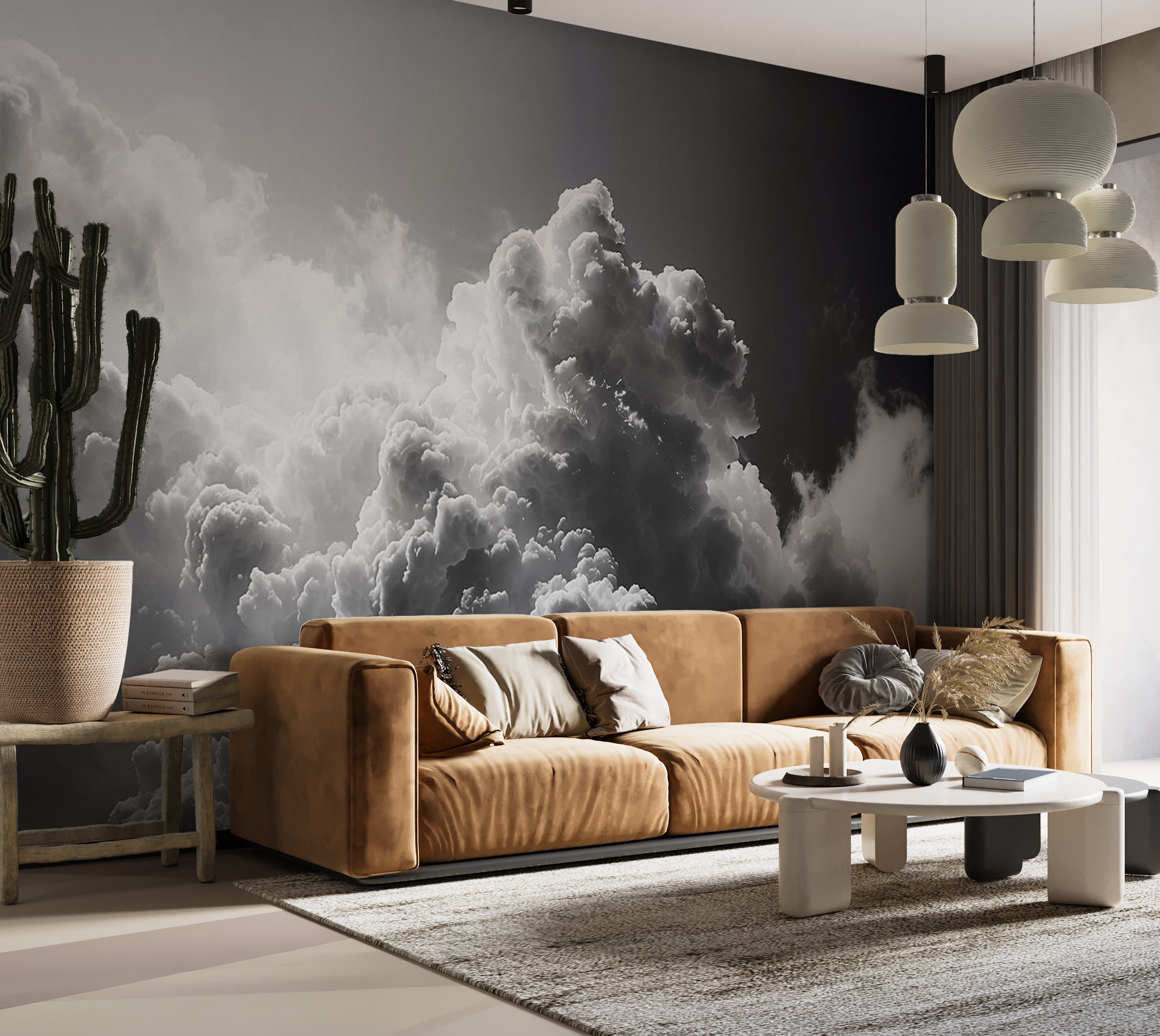 Surface Texture Wallpaper Wall Mural - Dark Sunny Clouds 39"Wx27"H / Standard