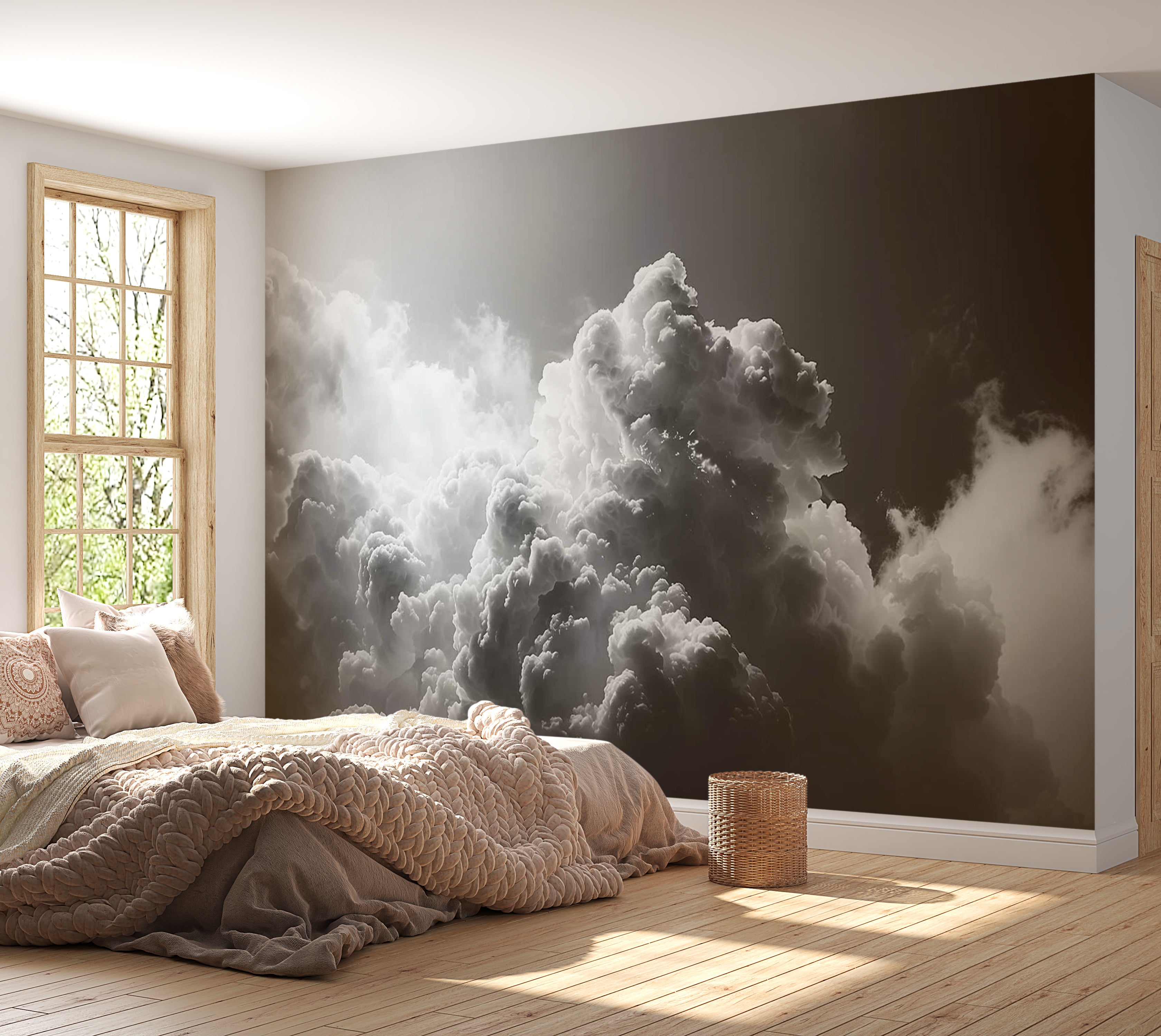 Surface Texture Wallpaper Wall Mural - Dark Sunny Clouds 39"Wx27"H / Standard