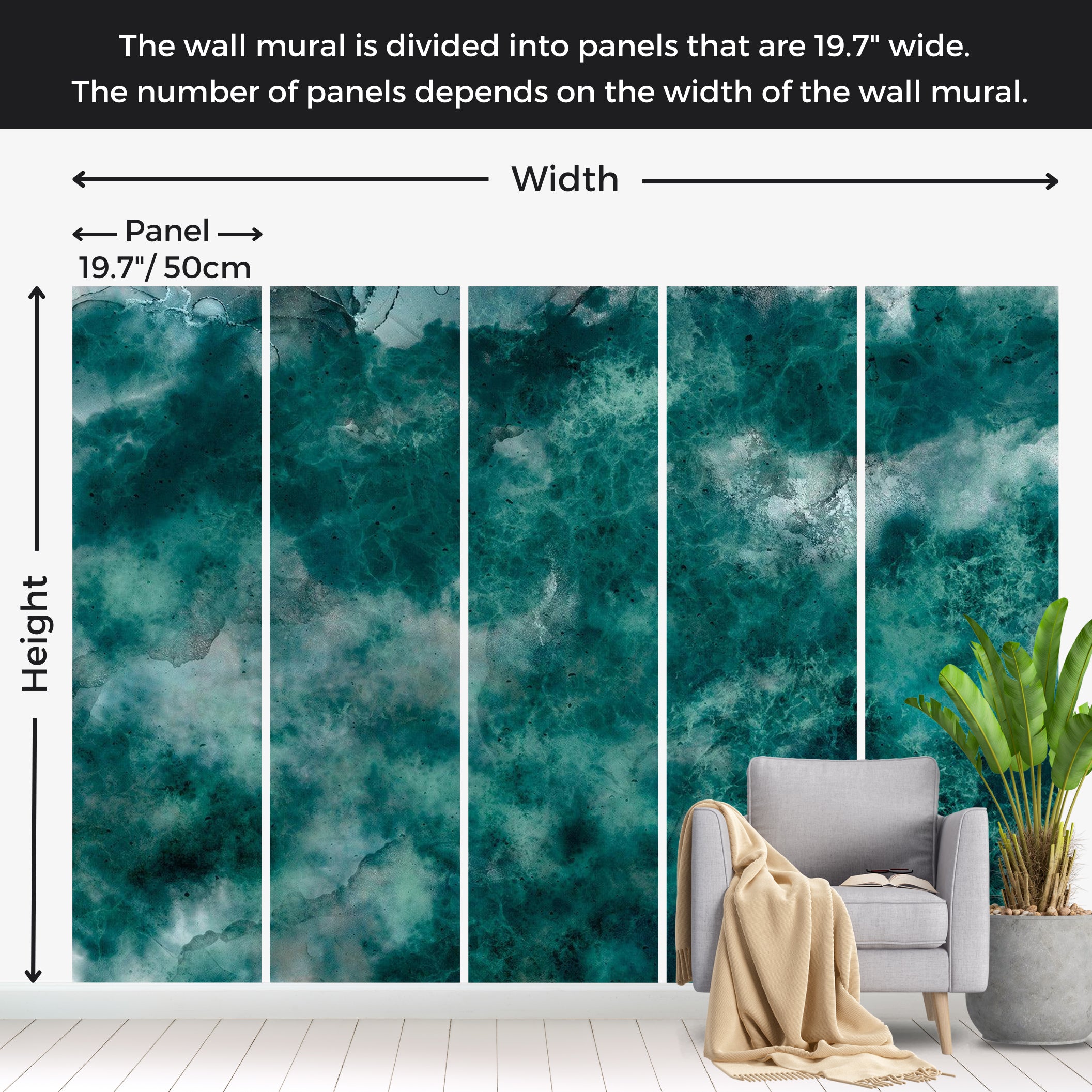 Surface Texture Wallpaper Wall Mural - Deep Ocean Impression 39"Wx27"H / Standard