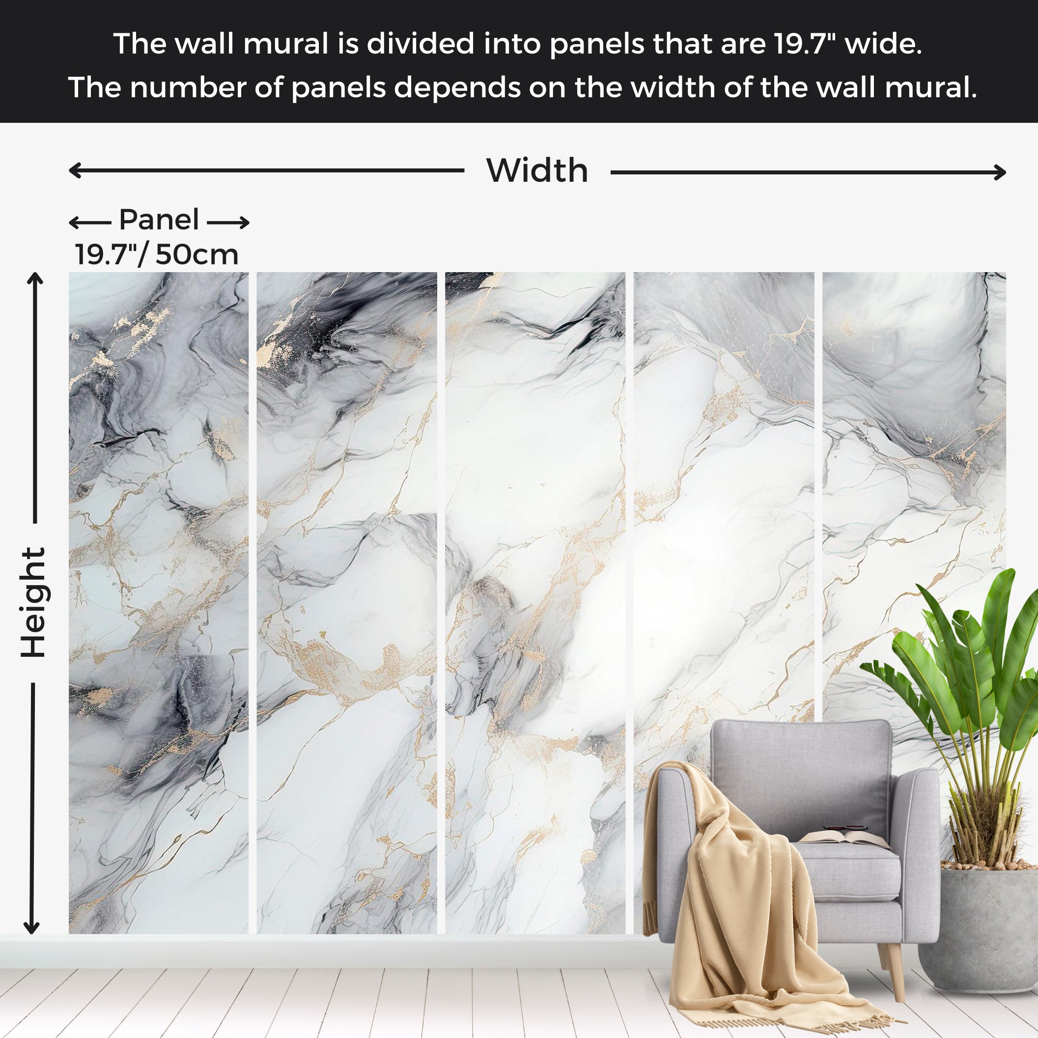 Surface Texture Wallpaper Wall Mural - Elegant Marble 39"Wx27"H / Standard