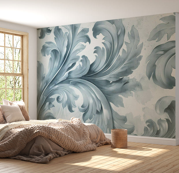 Surface Texture Wallpaper Wall Mural - Light Blue Baroque 39"Wx27"H / Standard