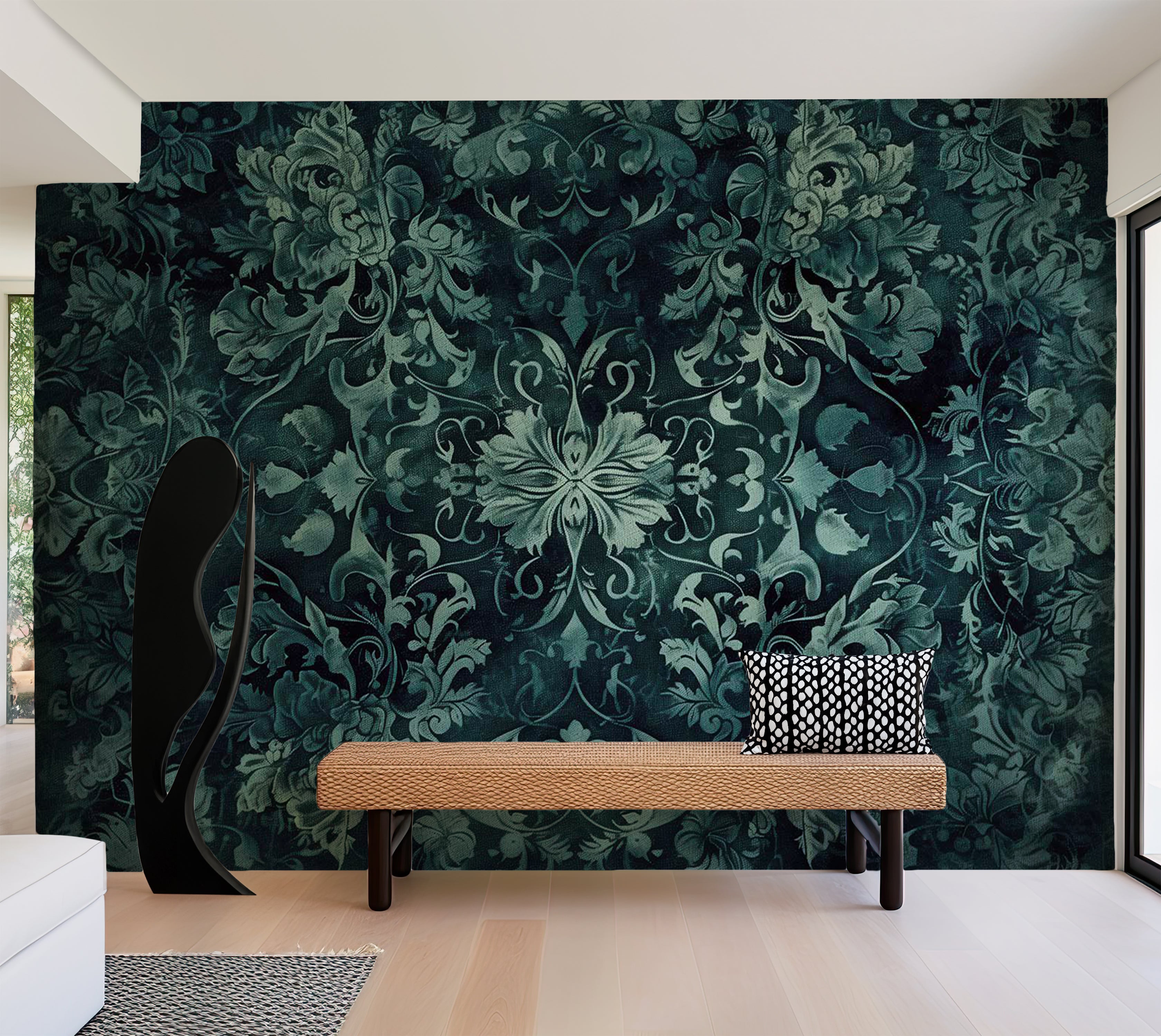 Surface Texture Wallpaper Wall Mural - Oriental Emerald Carpet 39"Wx27"H / Standard