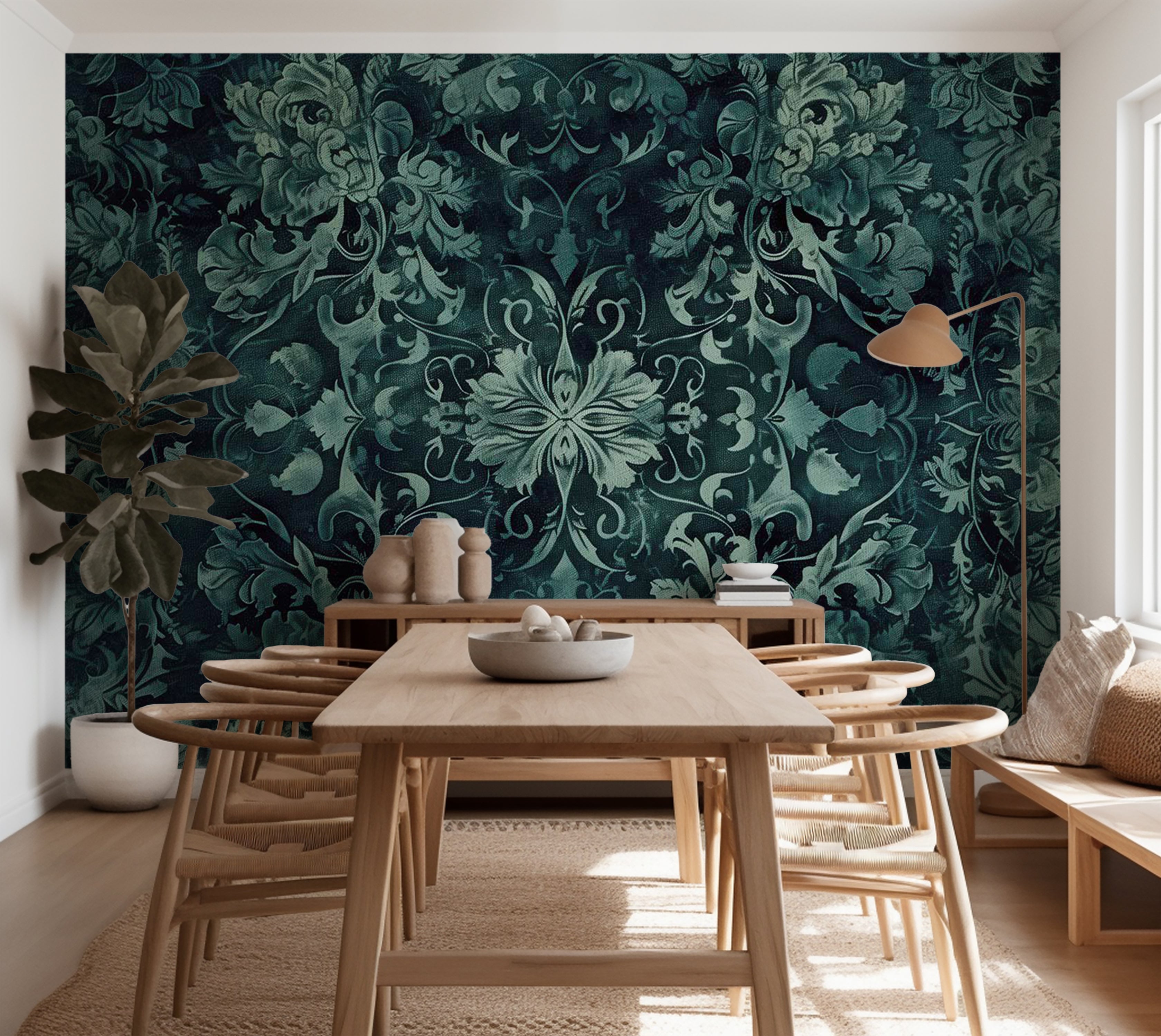 Surface Texture Wallpaper Wall Mural - Oriental Emerald Carpet 39"Wx27"H / Standard