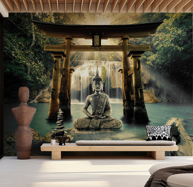 Zen Wallpaper Wall Mural - Buddha Smile 39"Wx27"H / Standard