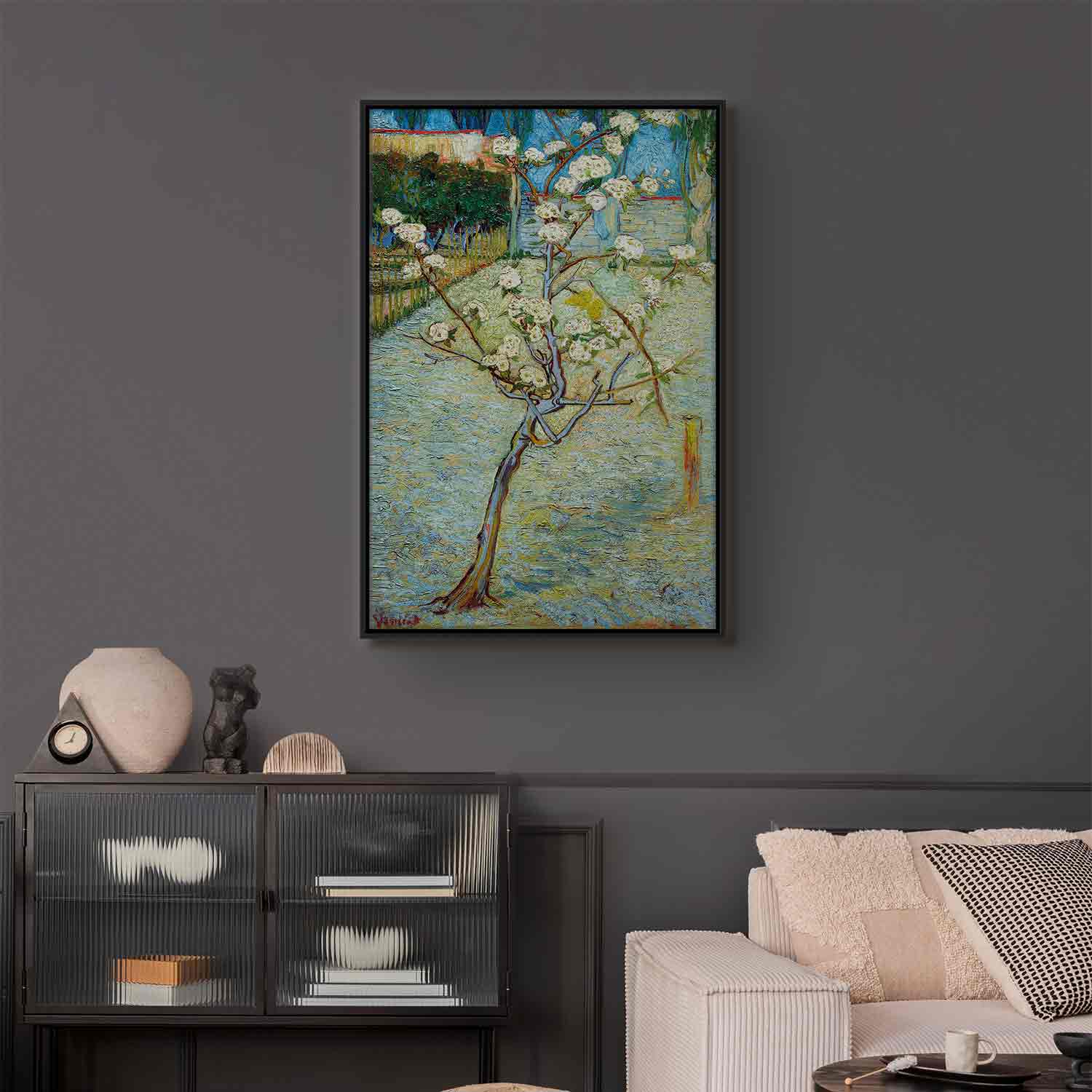 Floating Framed Canvas Art - Small Pear Tree in Blossom - Theo Van Gogh