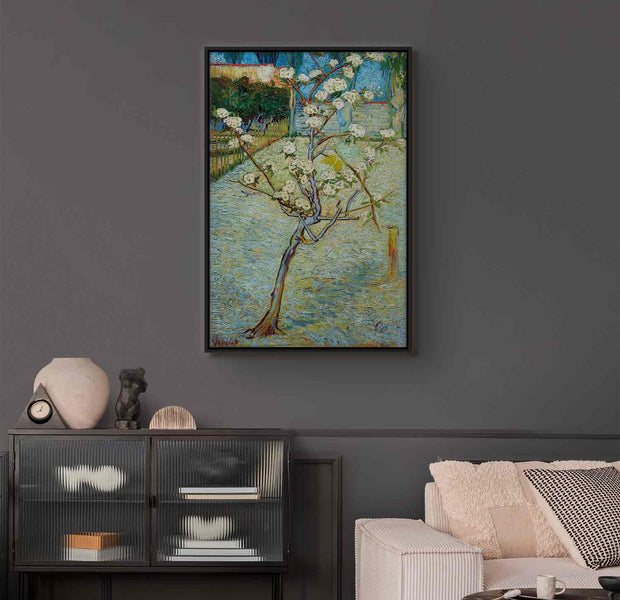 Floating Framed Canvas Art - Small Pear Tree in Blossom - Theo Van Gogh