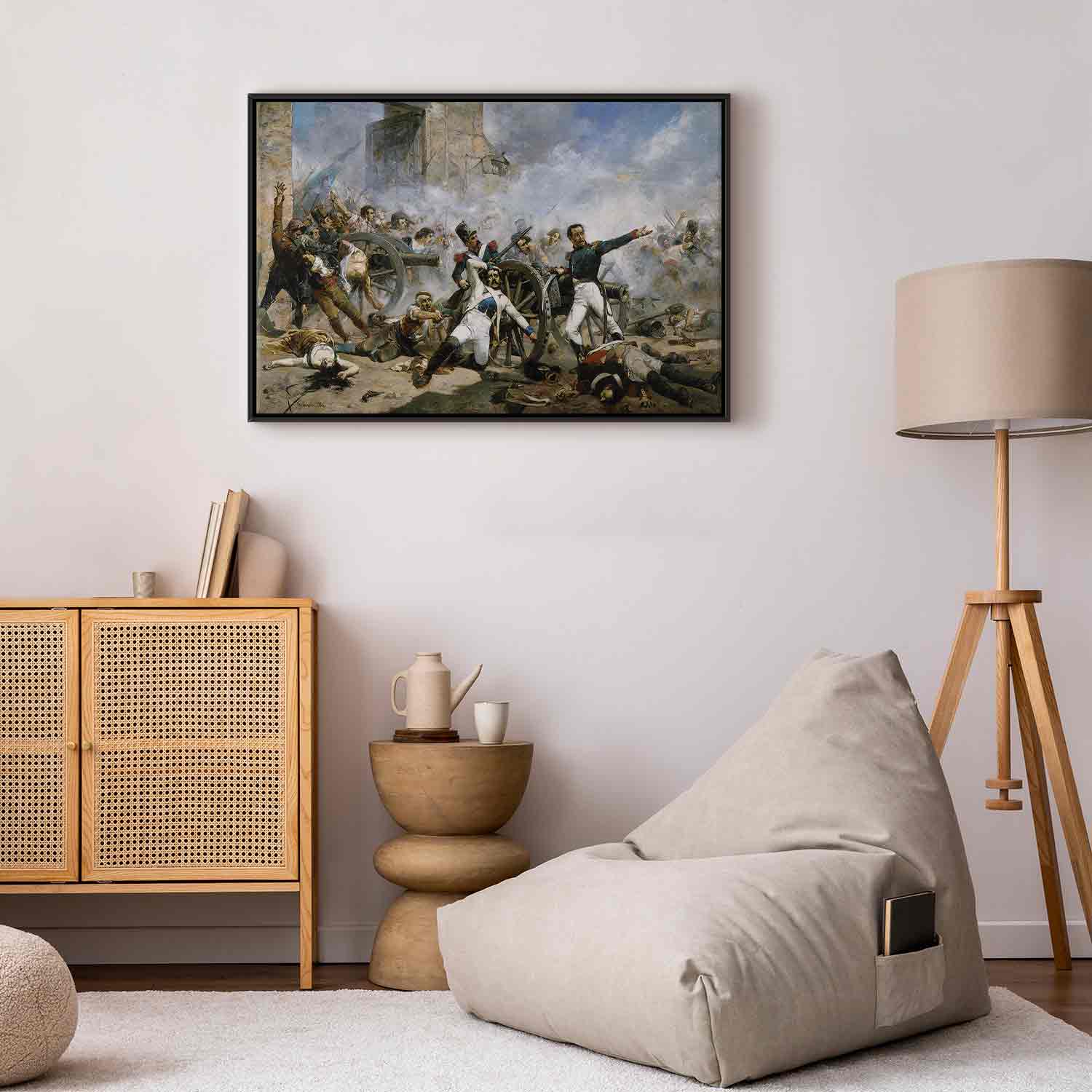 Floating Framed Canvas Art - The Death of Pedro Velarde y Santillán - Joaquín Sorolla y Bastida