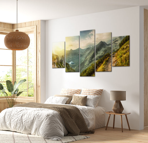 Stretched Canvas Landscape Art - Top Of The Mountain 40"Wx20"H