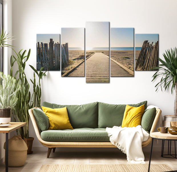 Stretched Canvas Landscape Art - Sea Promenade 40"Wx20"H