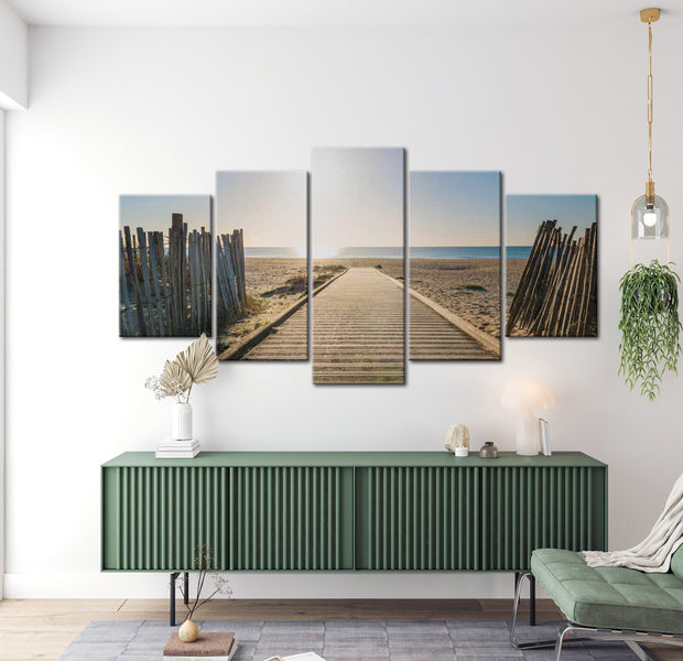 Stretched Canvas Landscape Art - Sea Promenade 40"Wx20"H
