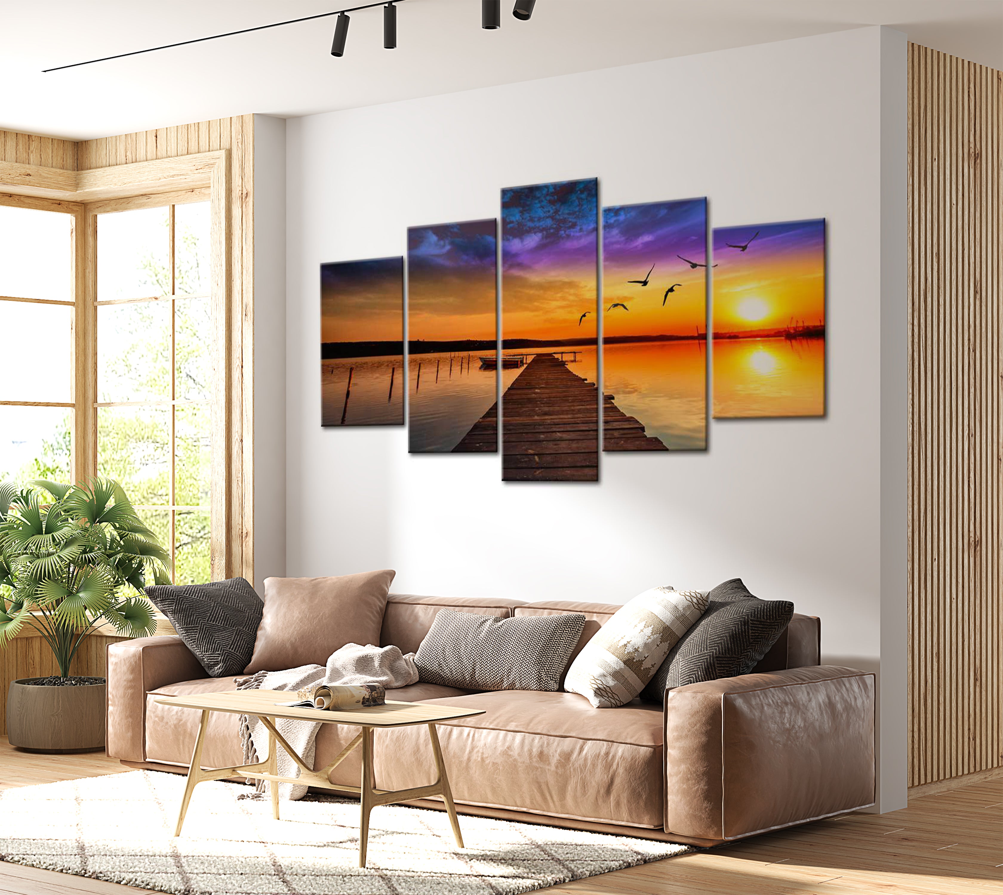 Stretched Canvas Landscape Art - Romantic Lake 40"Wx20"H