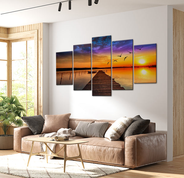 Stretched Canvas Landscape Art - Romantic Lake 40"Wx20"H