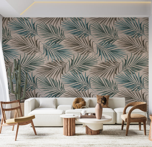 Peel & Stick Botanical Wall Mural - Repeating Leaf Pattern 38"Wx27"H