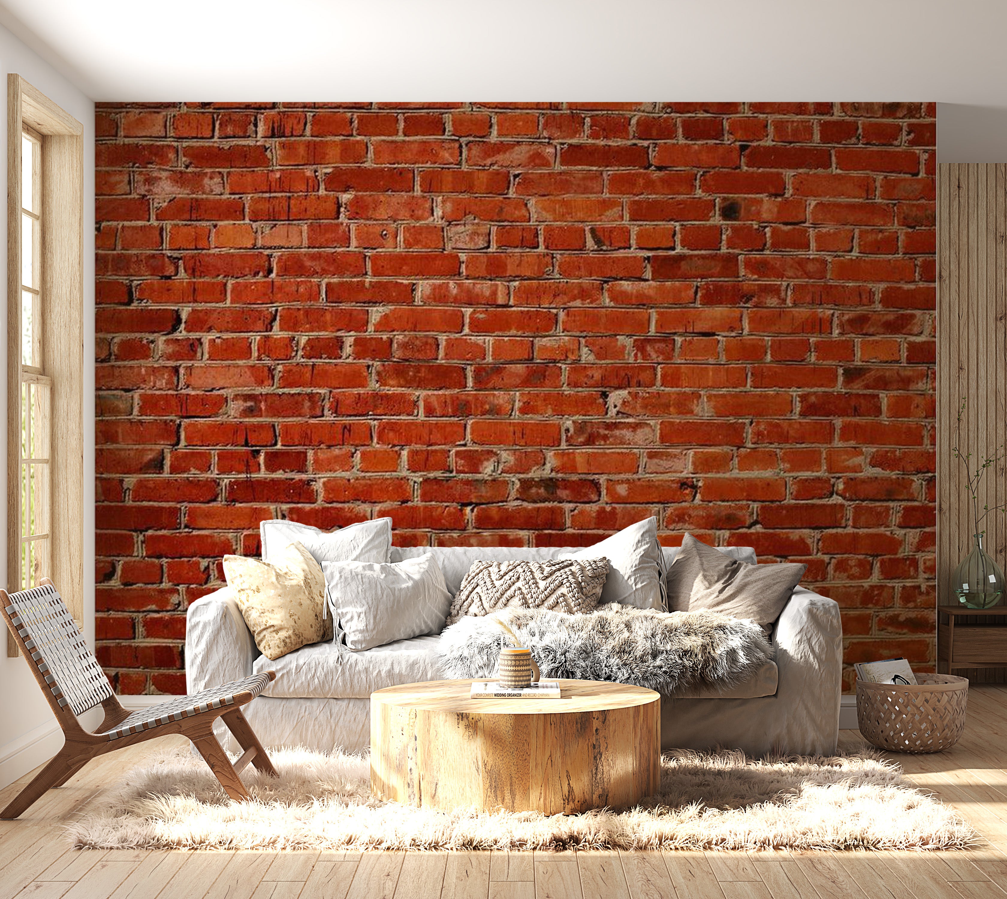 Background & Patterns Wallpaper Wall Mural - Red Brick Wall 118"Wx90"H