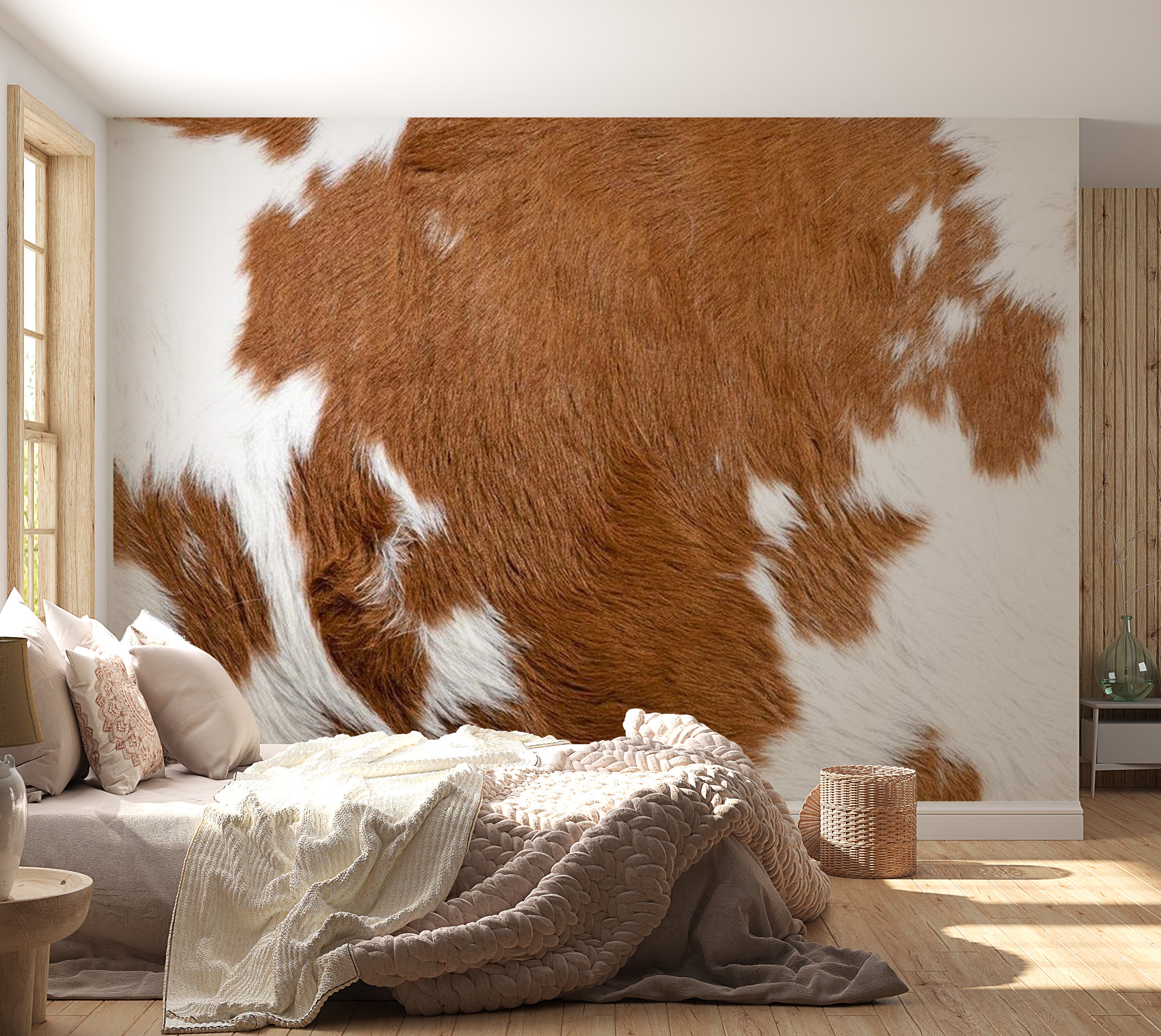 Background & Patterns Wallpaper Wall Mural - Cowhide 118"Wx90"H