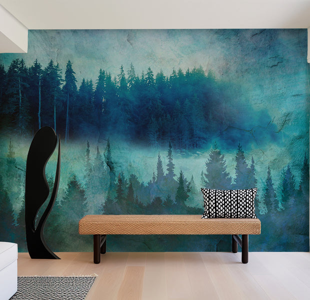 Peel & Stick Landscape Wall Mural - Modern Forrest Impression 38"Wx27"H