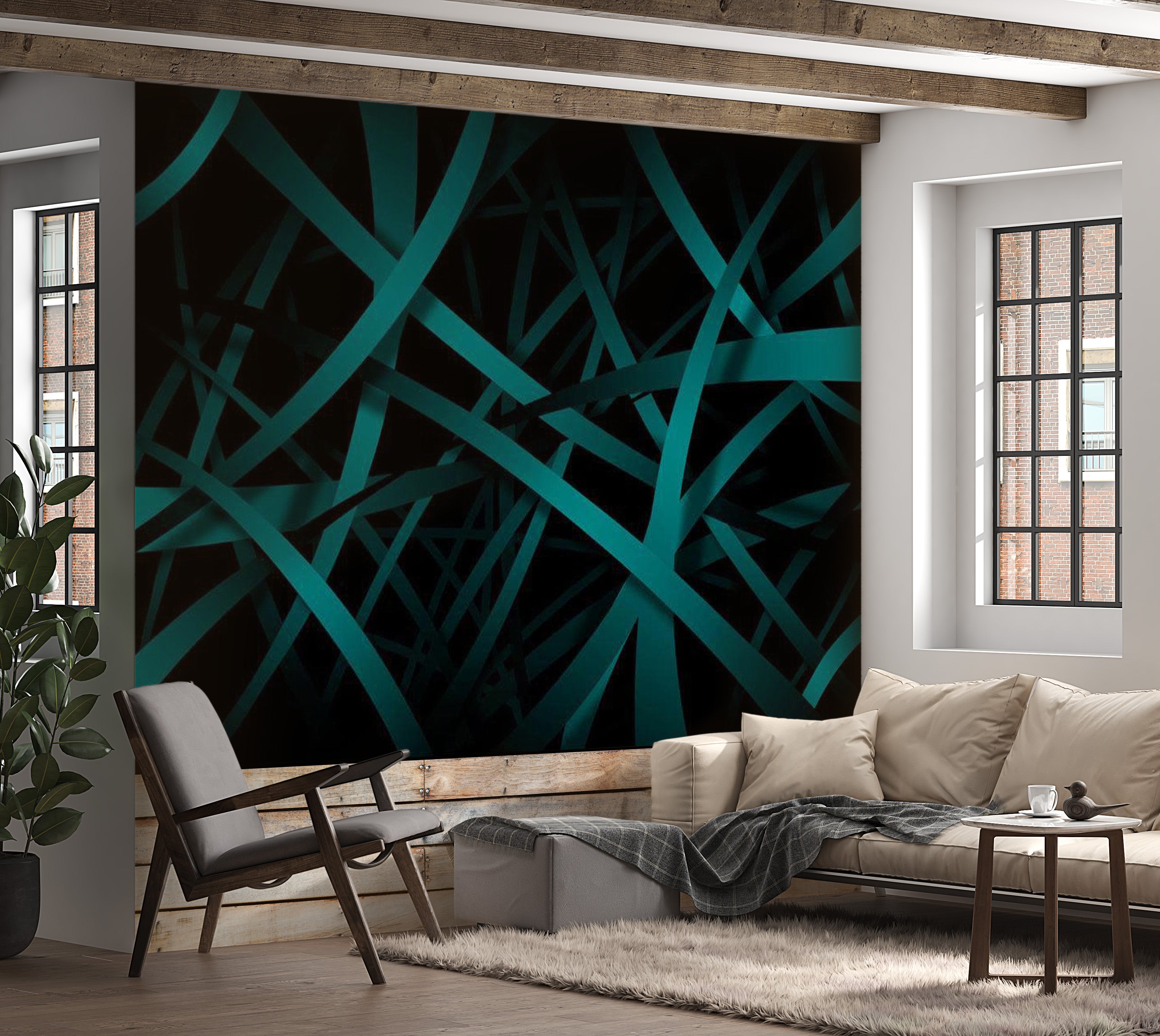 Abstract Wallpaper Wall Mural - Dark Background 39"Wx27"H