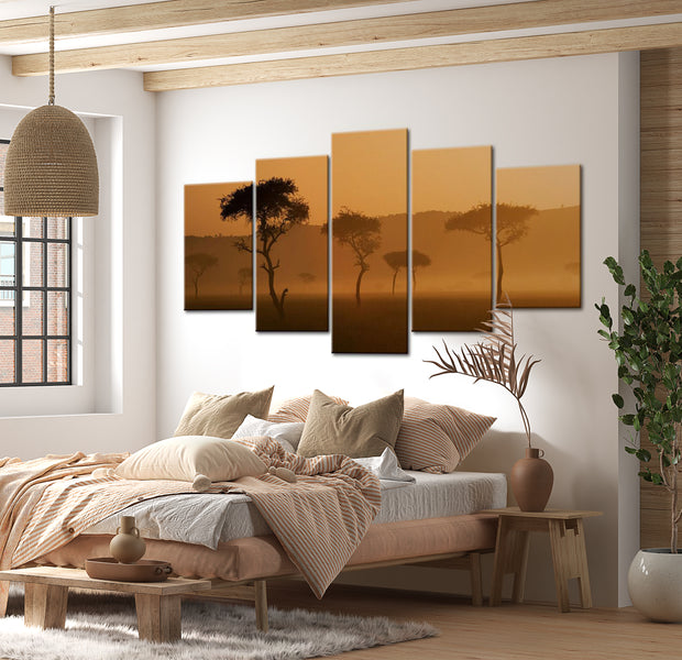 Stretched Canvas Landscape Art - Fog Over A Savannah 40"Wx20"H