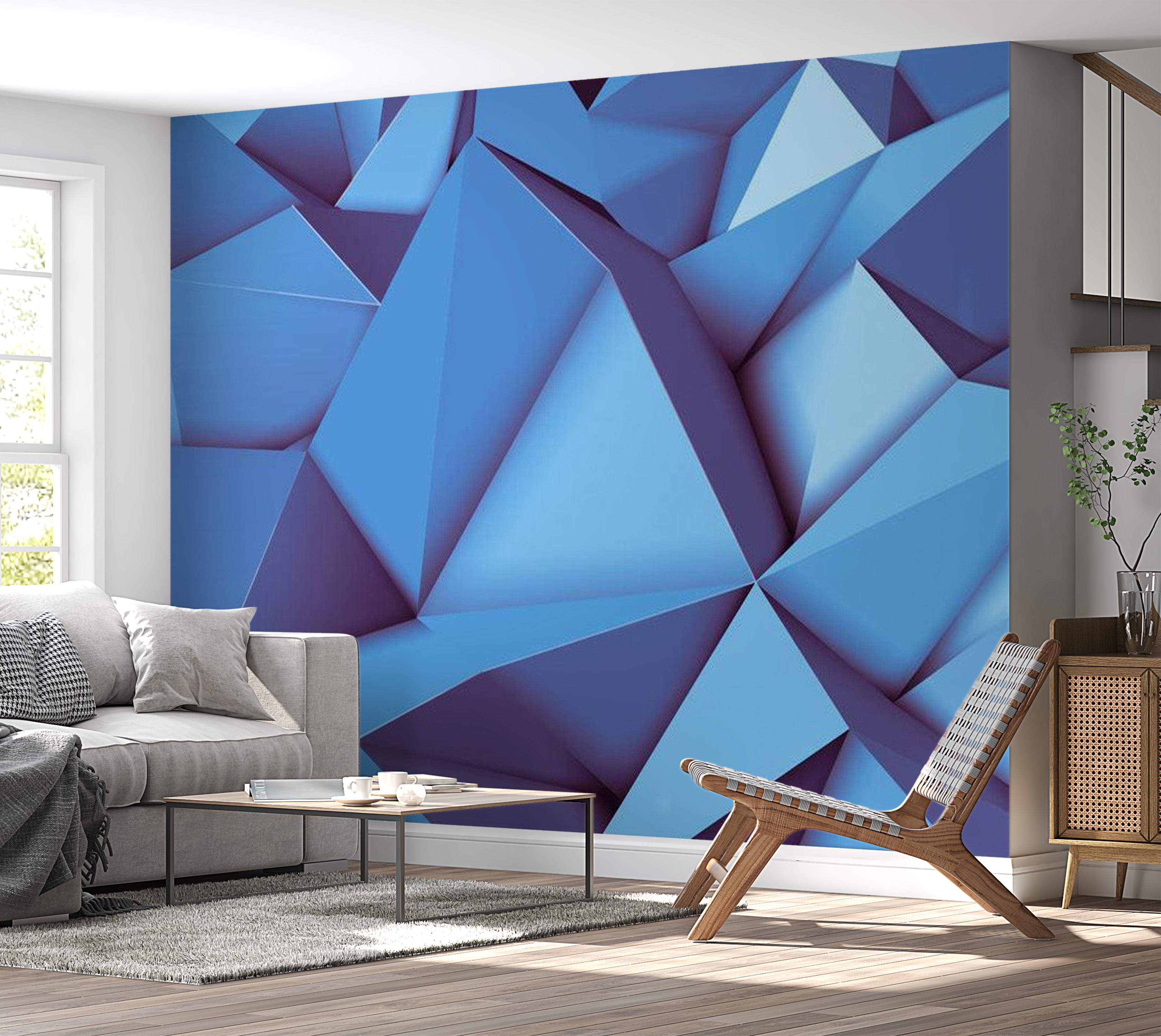 Abstract Wallpaper Wall Mural - Royal Blue 39"Wx27"H