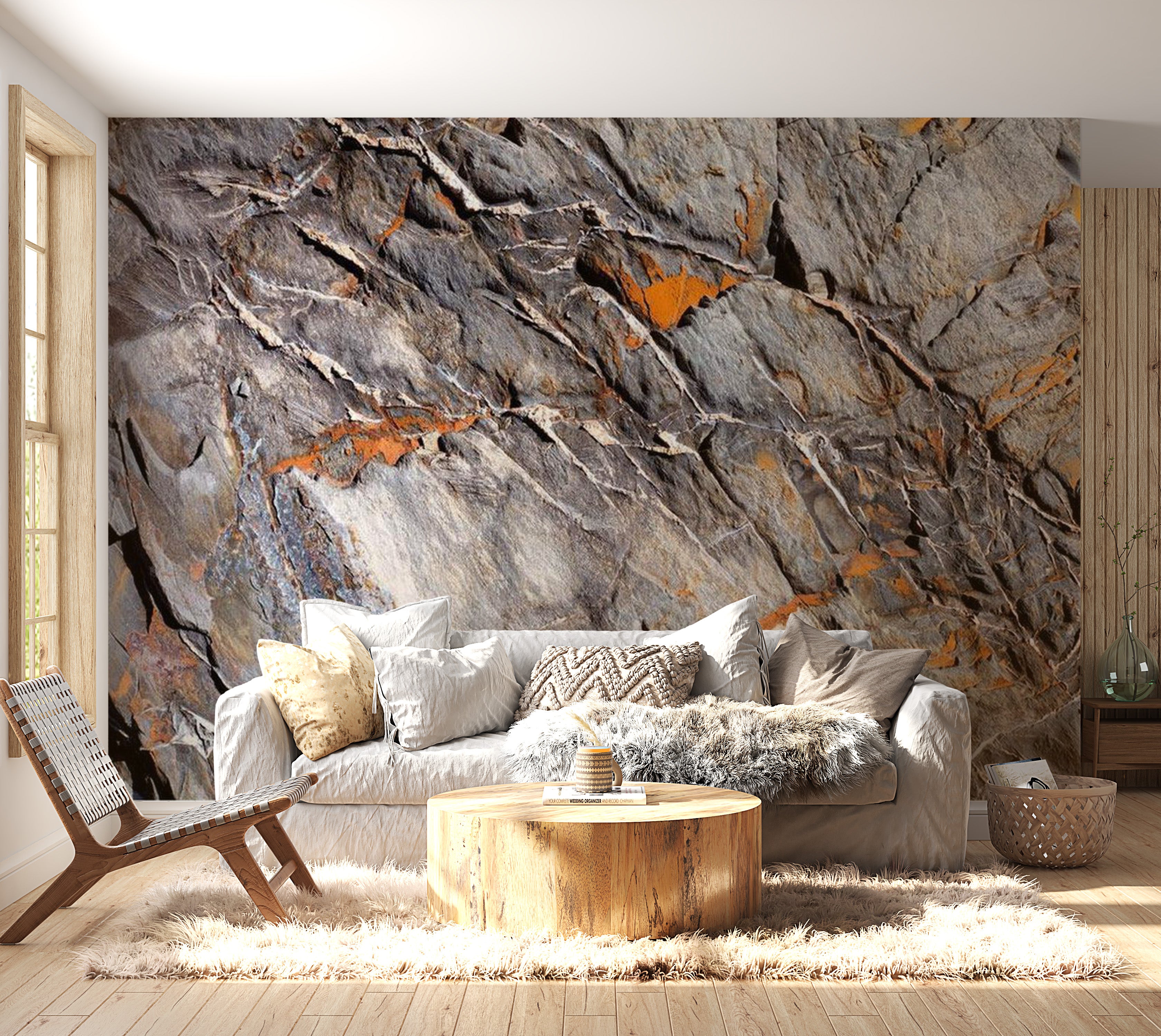 Background & Patterns Wallpaper Wall Mural - Mountain Bastion Stone Wall 39"Wx27"H