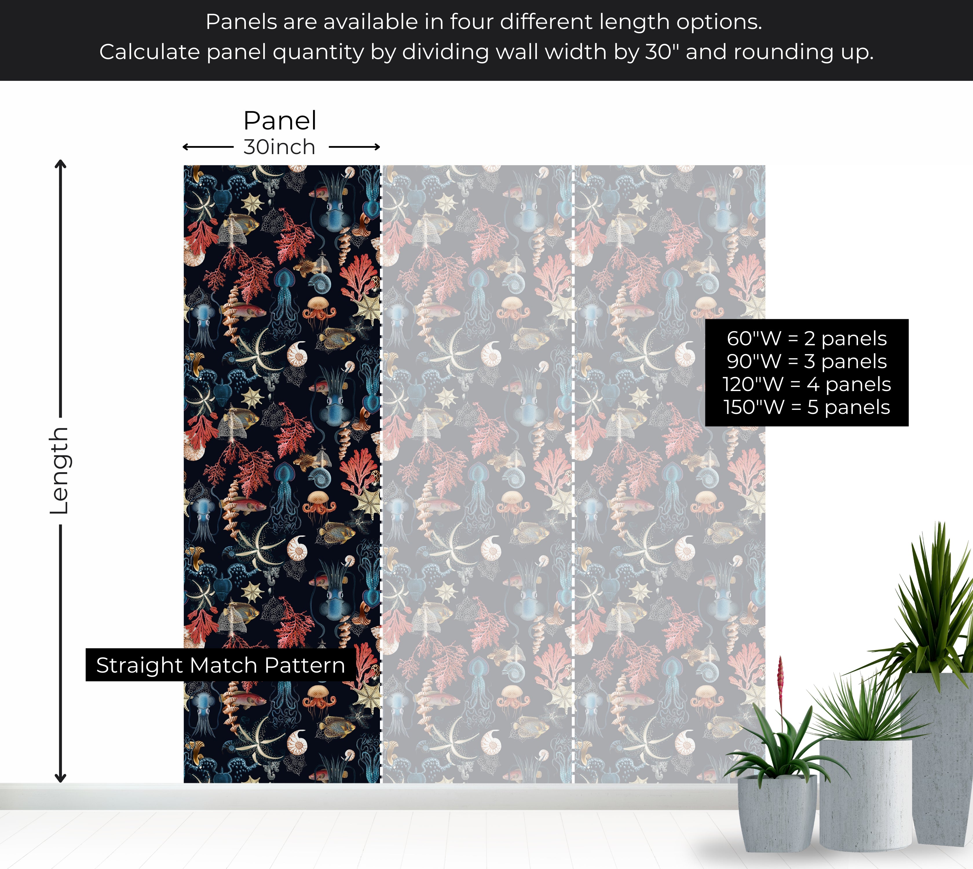 Premium Repeating Wallpaper - Submerged World - Black