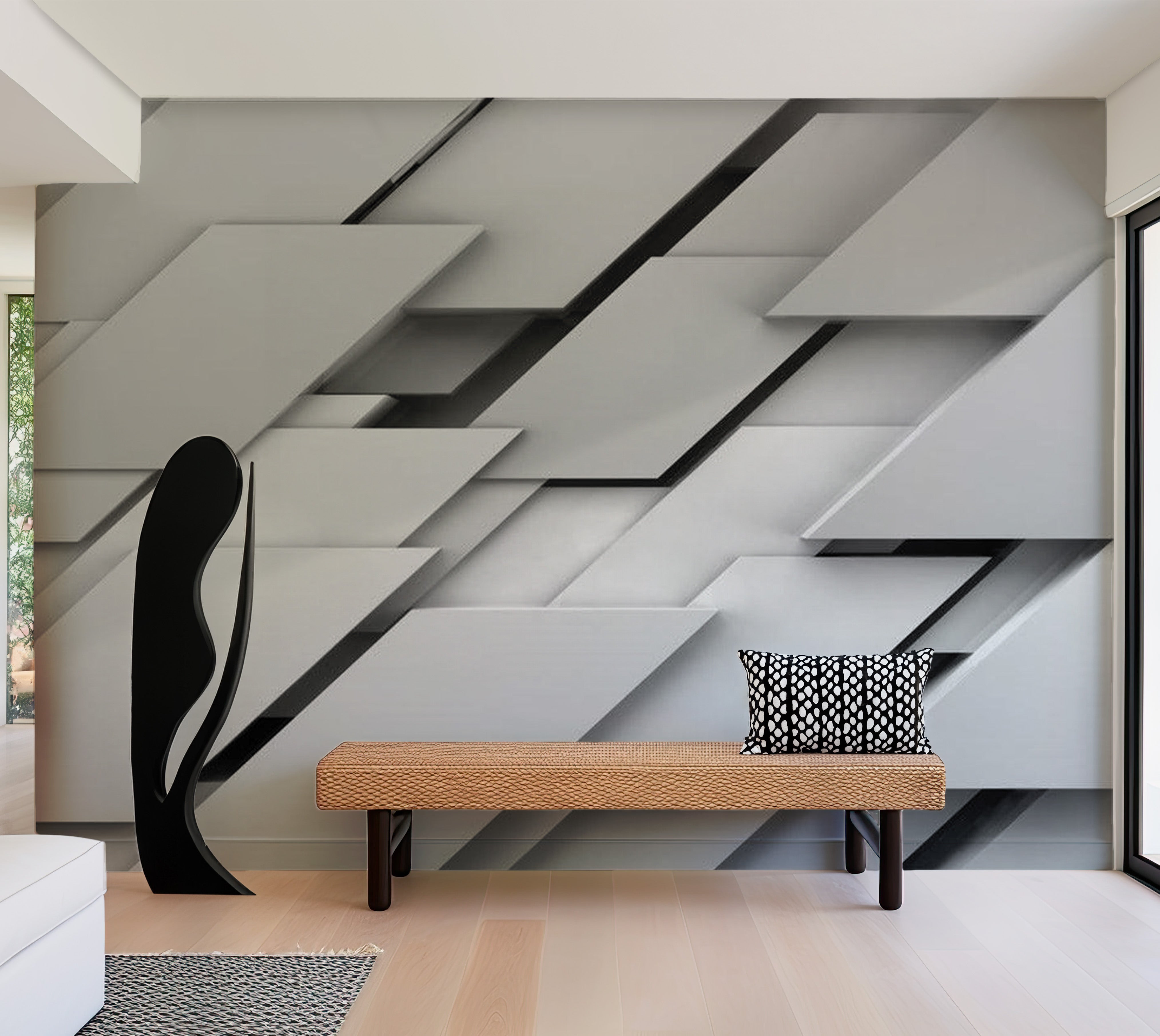 Abstract Wallpaper Wall Mural - The Edge Of Gray 39"Wx27"H