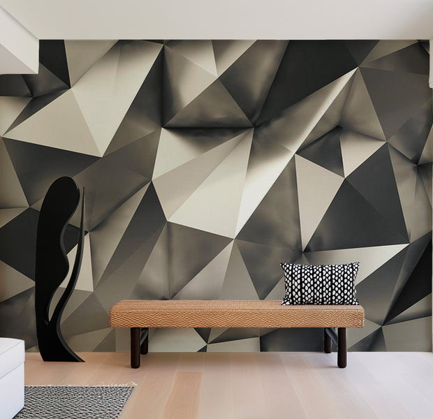 Abstract Wallpaper Wall Mural - Cosmic Silver 39"Wx27"H