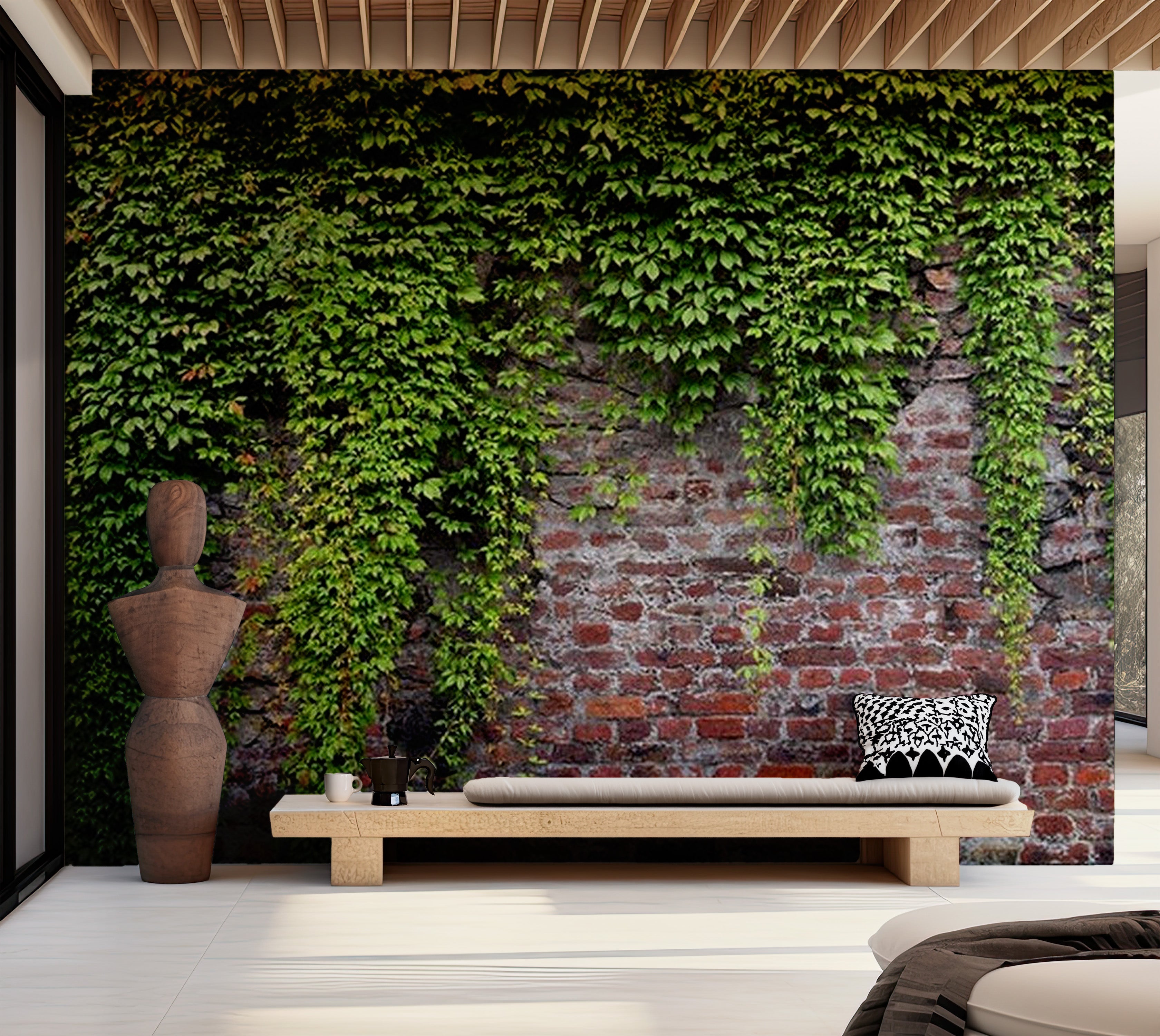 Background & Patterns Wallpaper Wall Mural - Old Brick Wall With Ivy 39"Wx27"H