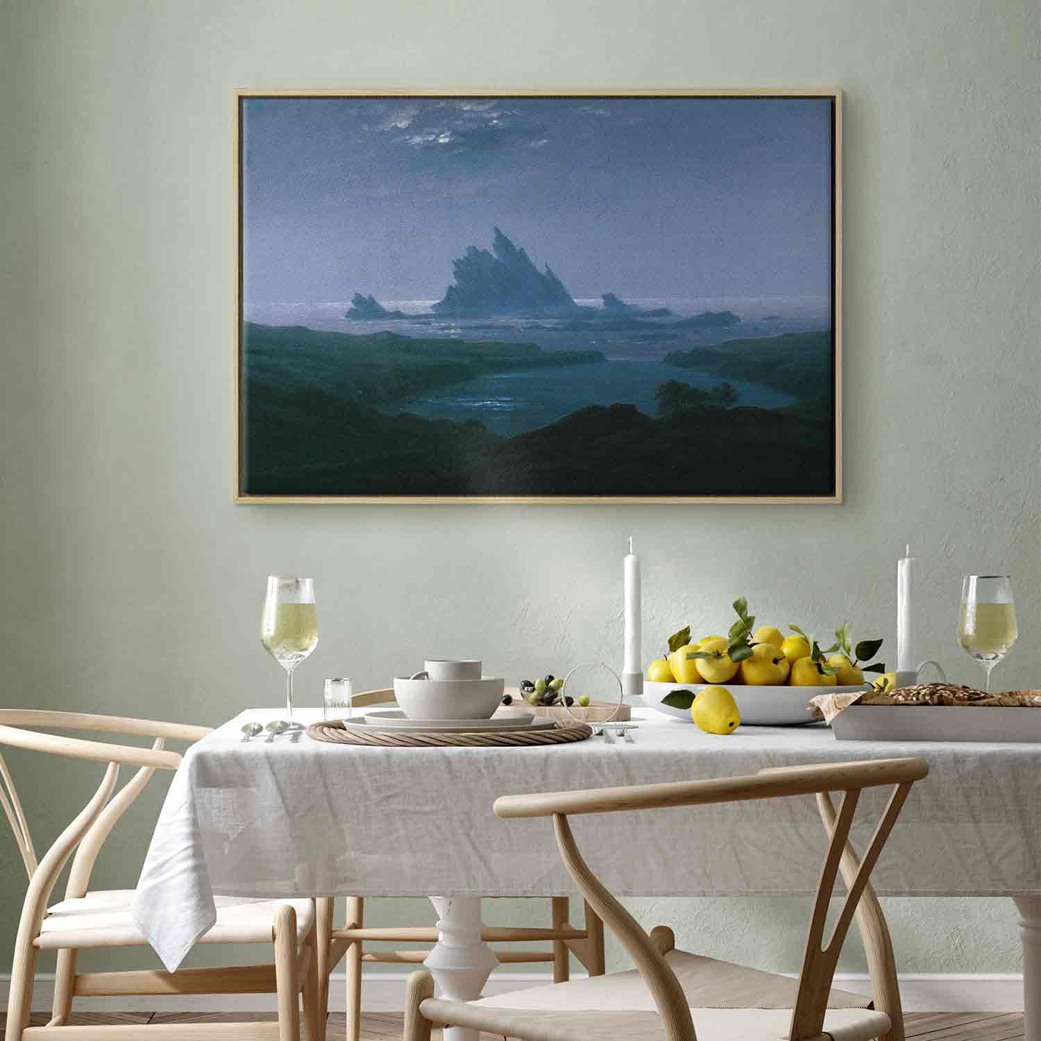 Floating Framed Canvas Art - Cliff Reef on the Beach - Caspar David Friedrich