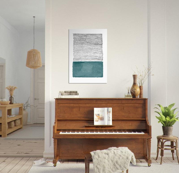 Teal & Peach Abstract Art Poster 03