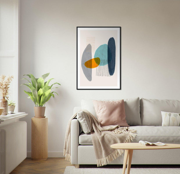 Blue Orange Shapes Abstract Poster 02