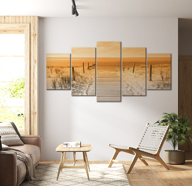 Stretched Canvas Landscape Art - Orange Beach 40"Wx20"H