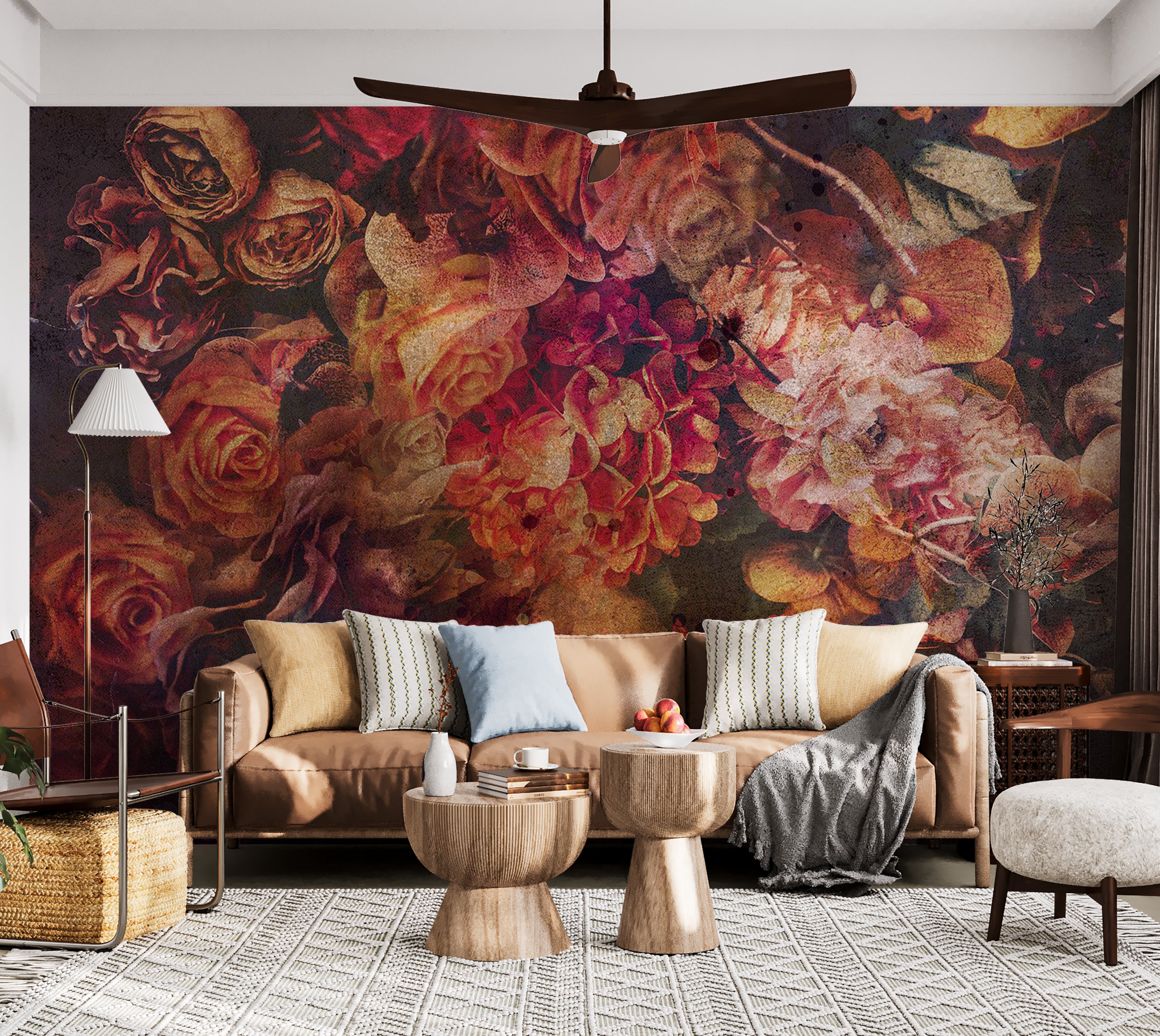 Peel & Stick Floral Wall Mural - Vintage Flowers 38"Wx27"H