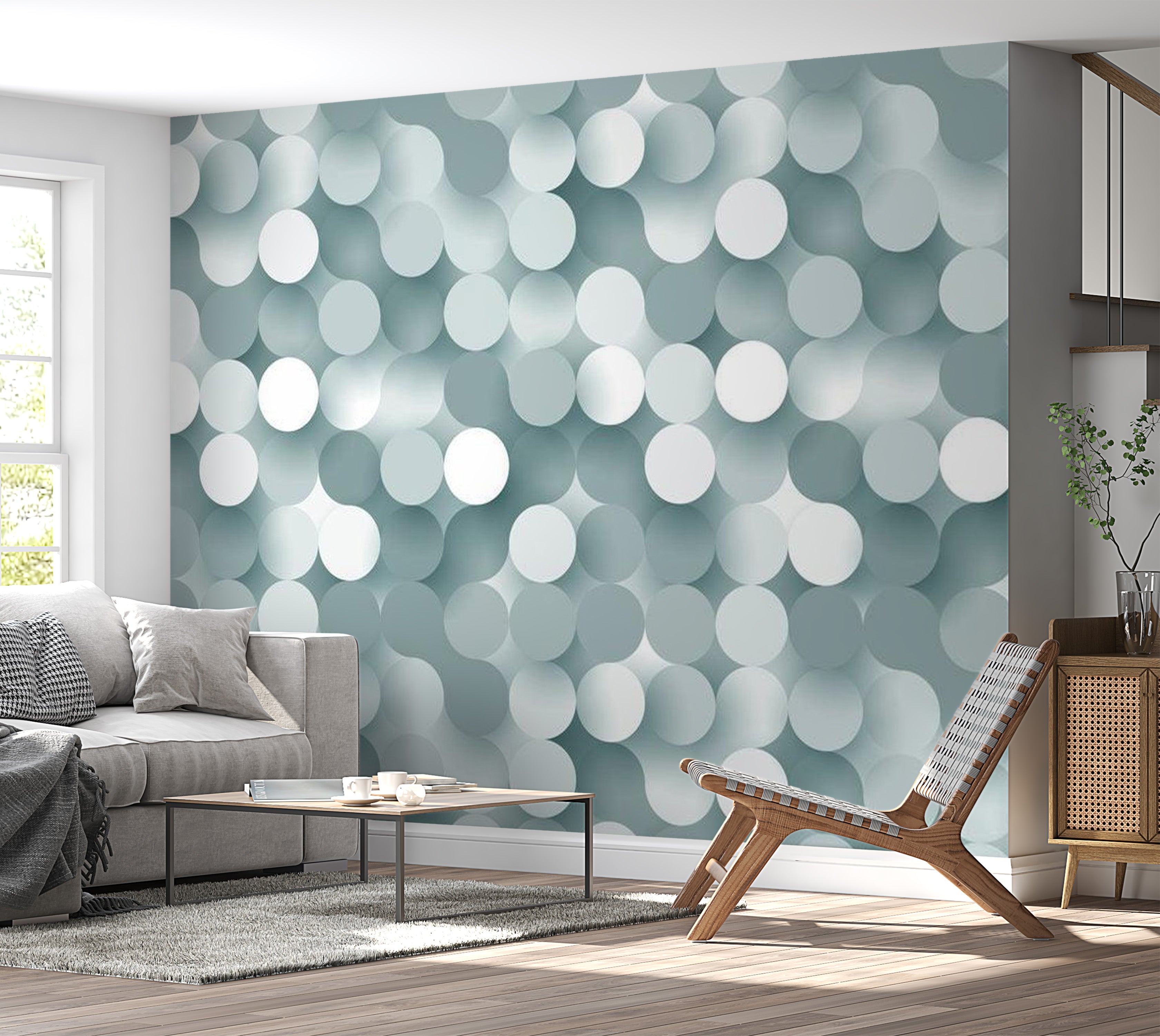 Abstract Wallpaper Wall Mural - In The Net Of Grey 39"Wx27"H