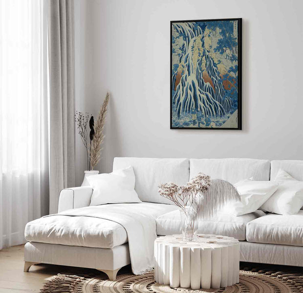 Floating Framed Canvas Art - Kirifuri Fall on Kurokami Mount - Hokusai Katsushika